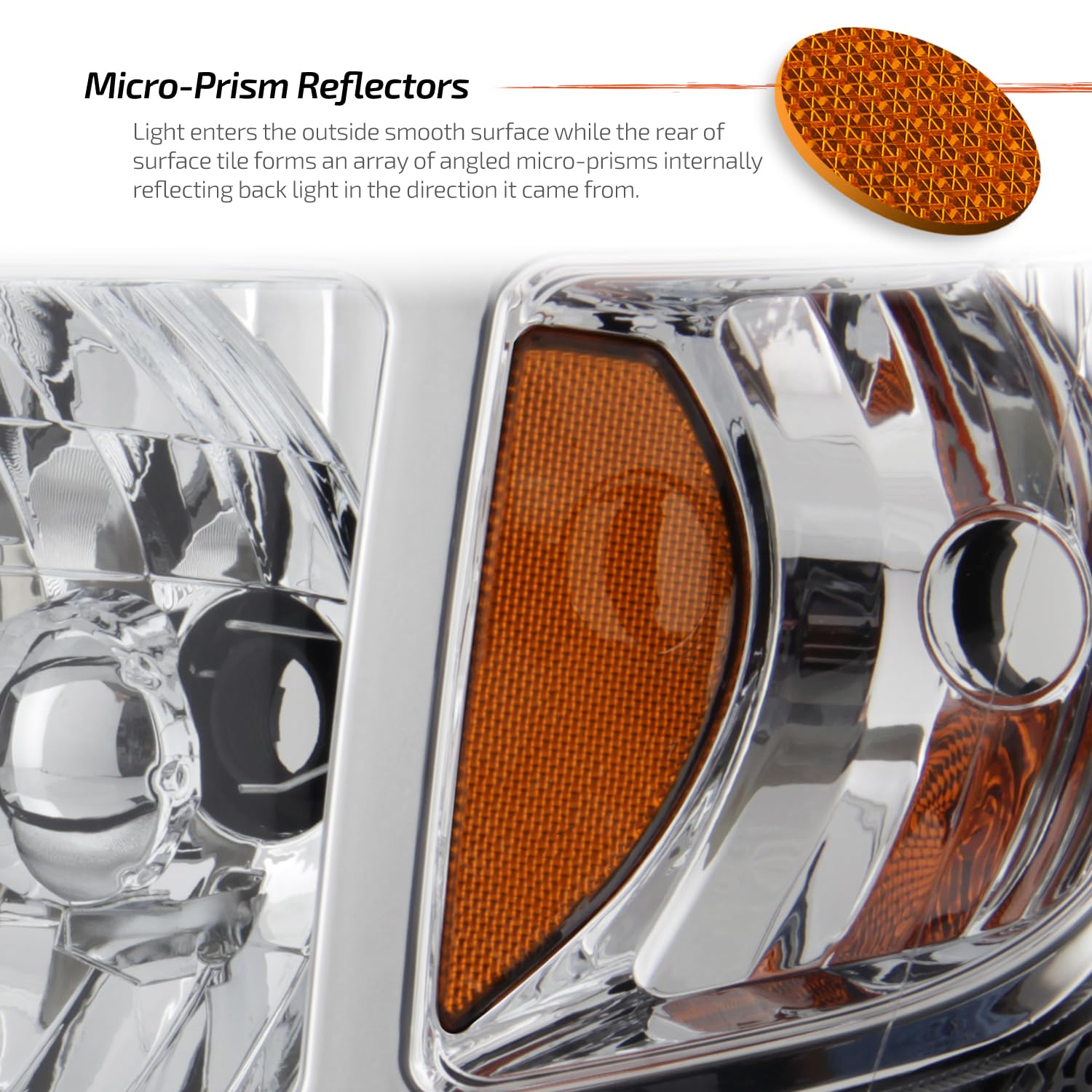 AKKON Chrome Bezel Headlights for Honda Ridgeline - OE Replacement Driver & Passenger Side Head Lamps Pair - Perfect for Night Driving & Off-Road Adventures