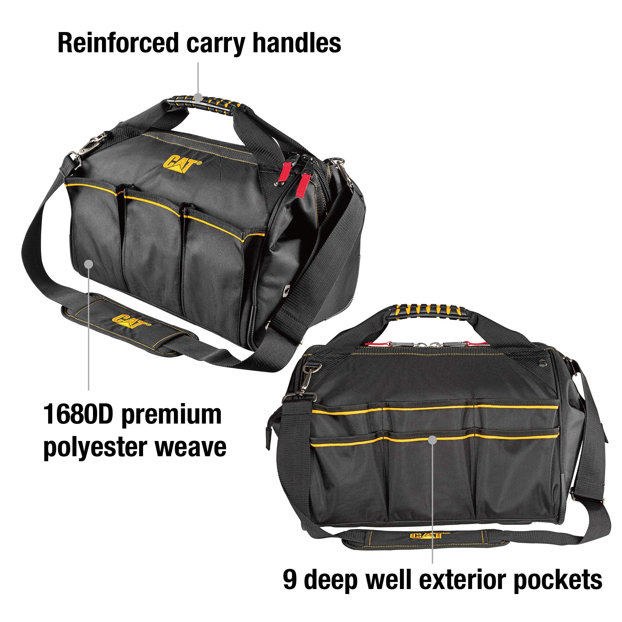 16 Inch Professional Wide-Mouth Tool Bag for Electricians & Contractors - Durable Multi-Pocket Work Organizer for Hand Tools & Hardware - Perfect for Construction, Home Repair & DIY Projects