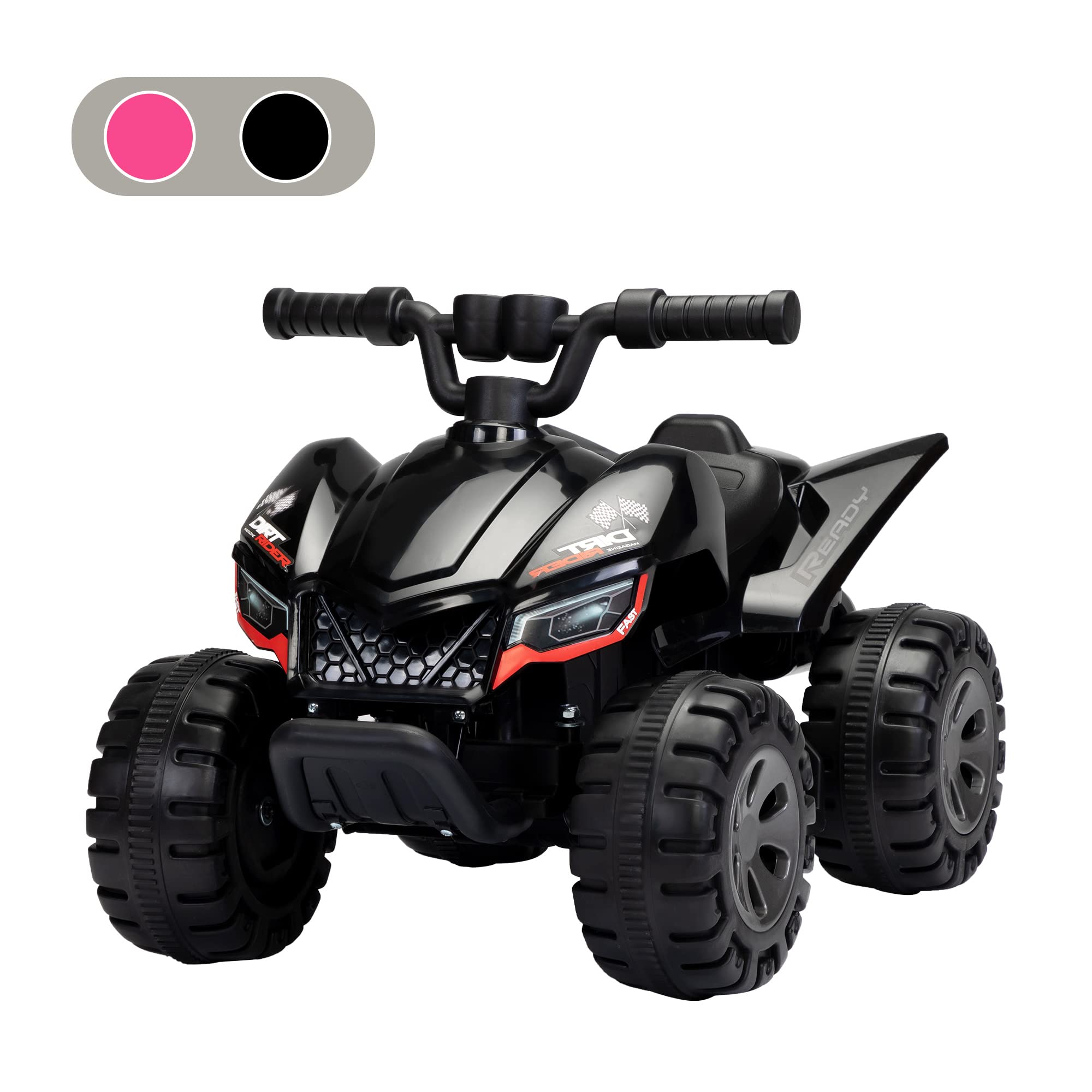 TOBBI 6V Battery Powered Kids Ride-on ATV Electric Quad Car with Music, LED Lights & Spray - 4 Wheel Toddler Toy for Ages 3-6 Years (37-72 Months) - Black - Perfect for Outdoor Play, Backyard Fun & Birthday Gifts