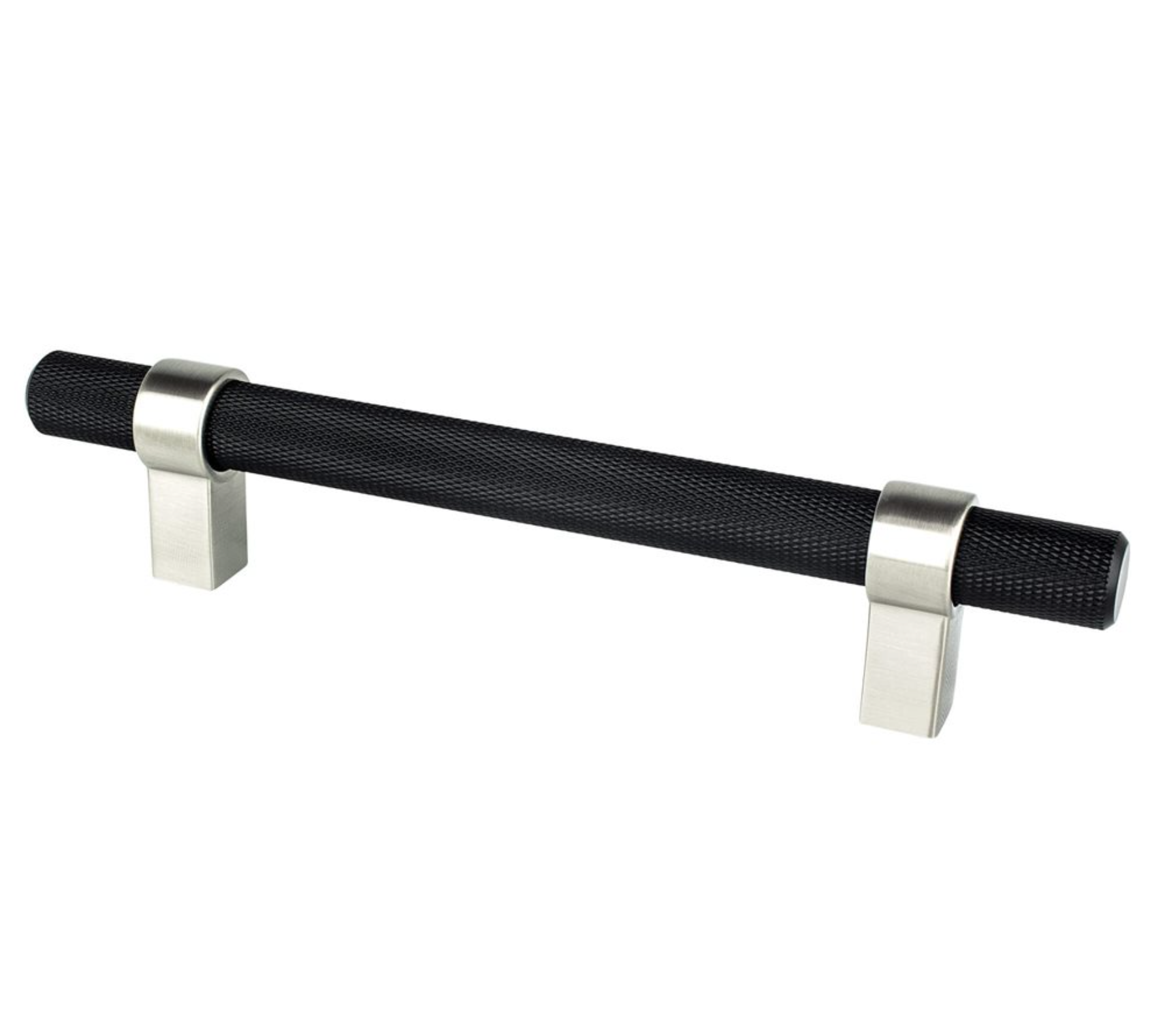 Knurled Prelude Brushed Nickel and Matte Black Cabinet Knobs and Drawer Pulls - Premium Hardware for Kitchen, Bathroom & Furniture Upgrade