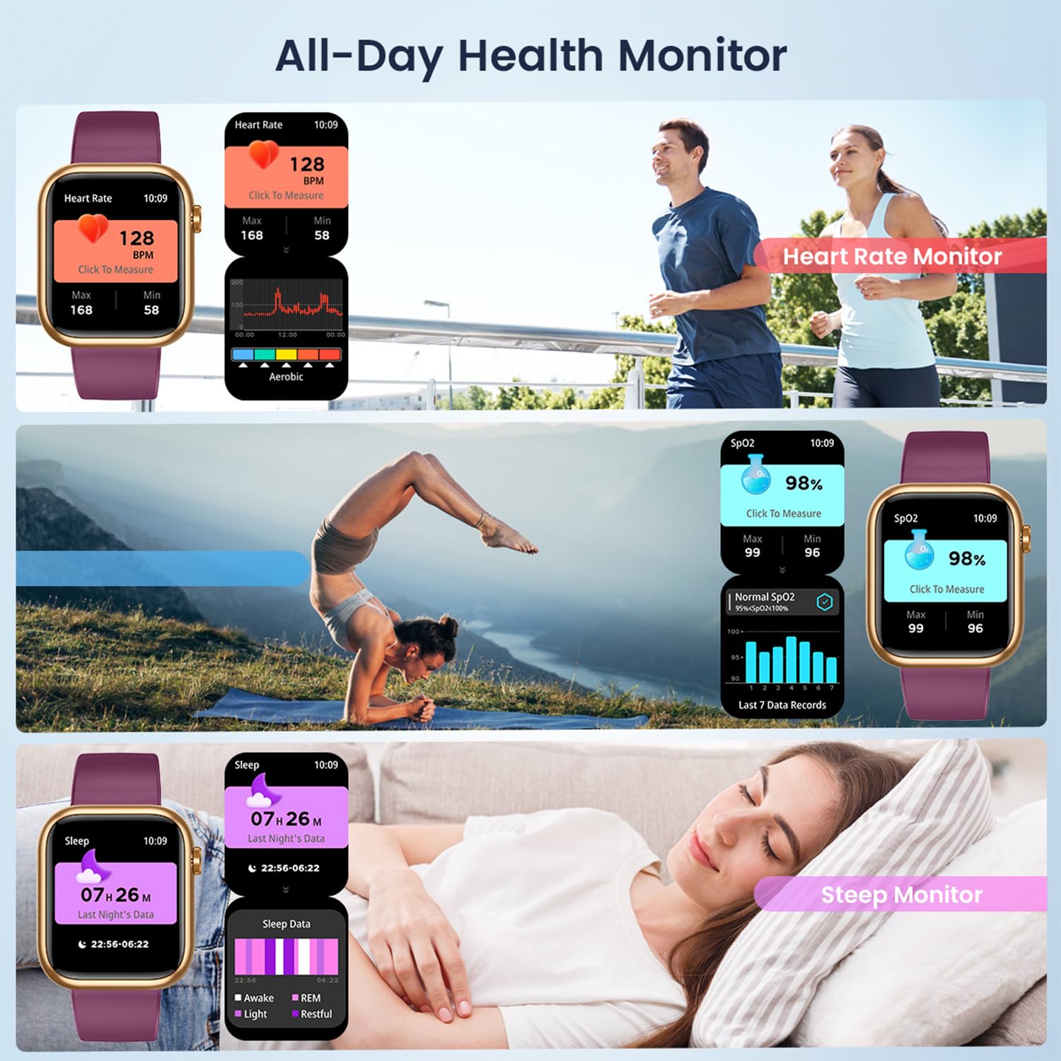 Smart Watch for Women - Fitness Tracker with Bluetooth Calling, Heart Rate Monitor & 123 Sport Modes | IP67 Waterproof Digital Watch Compatible with Android & iOS | Perfect for Running, Swimming & Daily Activity Tracking