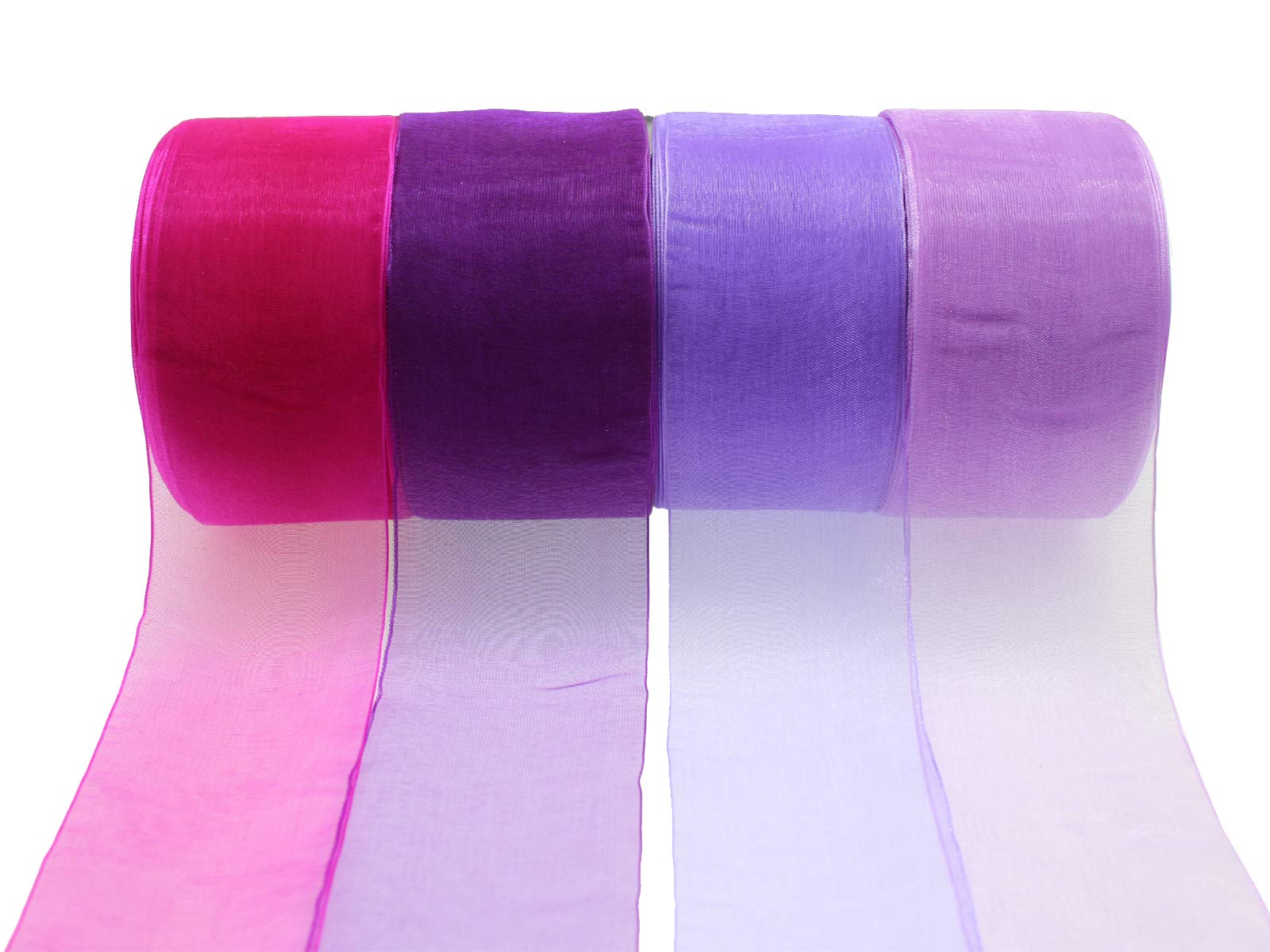 2 Inch Shimmer Sheer Organza Ribbon - 100 Yards (2 Rolls) Violet for Gift Wrapping, Wedding Decorations, DIY Crafts & Party Supplies | Elegant Floral Arrangement & Scrapbooking Ribbon
