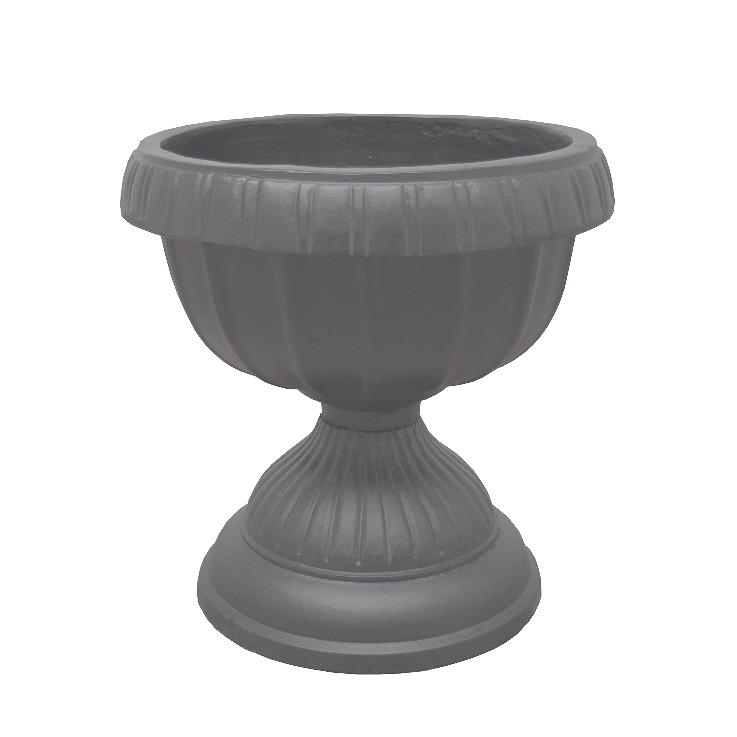 Oakland Living Ornate Round Cast Aluminum Metal 35-inch Grey Bird Bath and Planter Vase Combo - Garden Decor for Outdoor Patio, Yard, and Backyard Landscaping