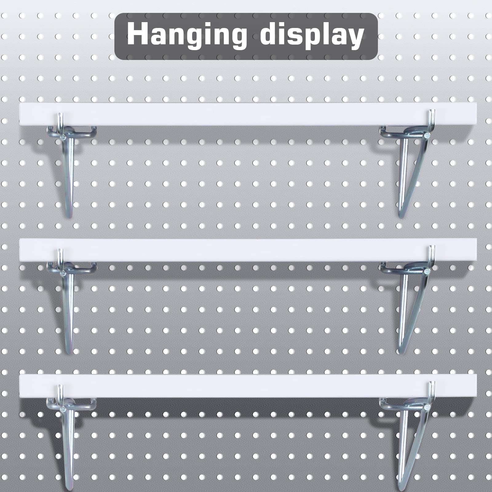 Blulu 4-Piece Large Pegboard Shelf Kit - Durable Fiberboard Pegboard Shelving with Stain-Resistant Storage Brackets - Wall Organizer for Garage, Kitchen & Workshop (10 x 5.7 Inches, White) - Perfect for Tools, Spices & Craft Supplies Storage