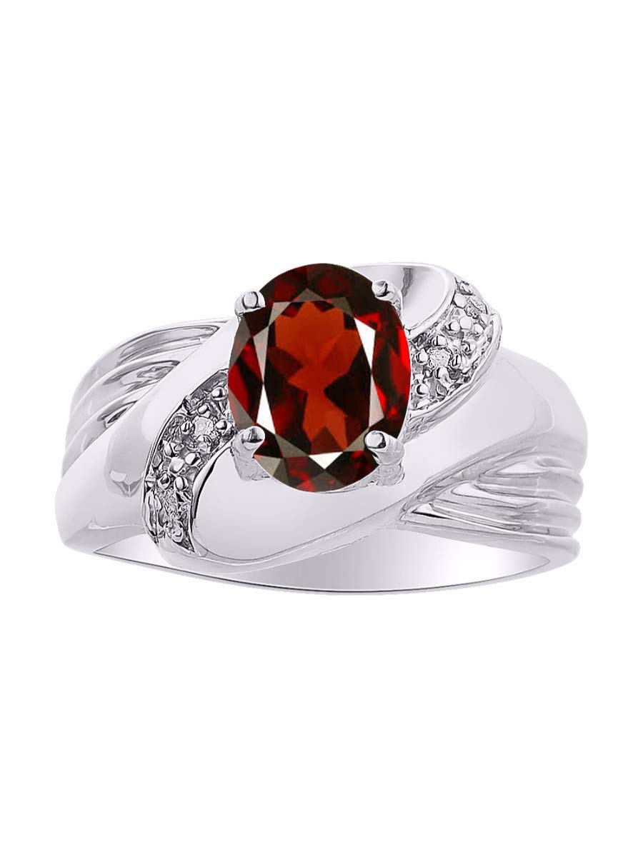 RYLOS Sterling Silver Rings for Women - Oval 9x7mm Gemstone & Genuine Diamond Jewelry, Classic Design Engagement & Wedding Rings, Size 5-10 | Perfect for Everyday Wear, Anniversary Gifts & Special Occasions