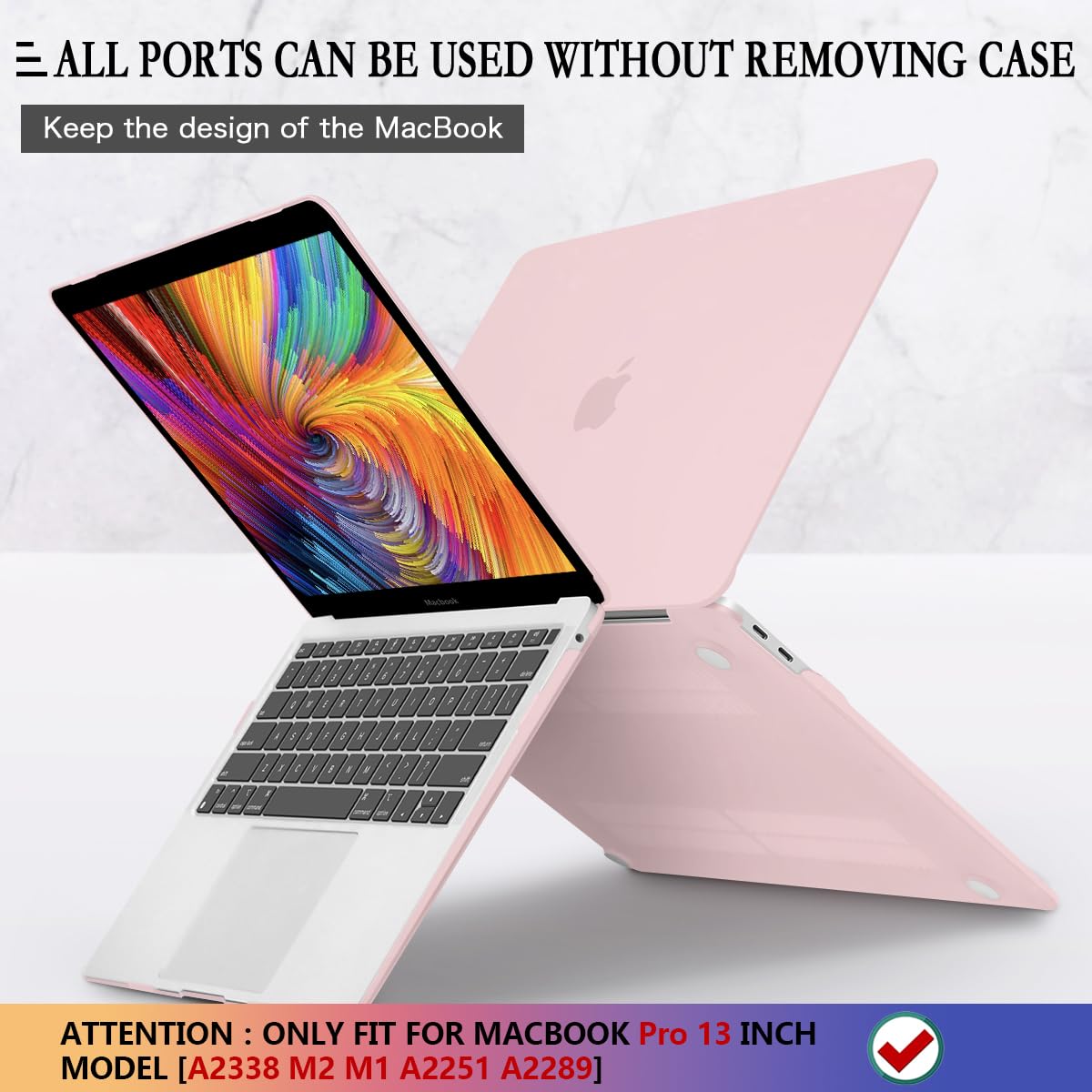 CISSOOK Hard Shell Case & Keyboard Cover for MacBook Pro 13 inch (2016-2024) with Touch Bar - Baby Pink Protective Laptop Cover | Perfect for School, Work & Travel