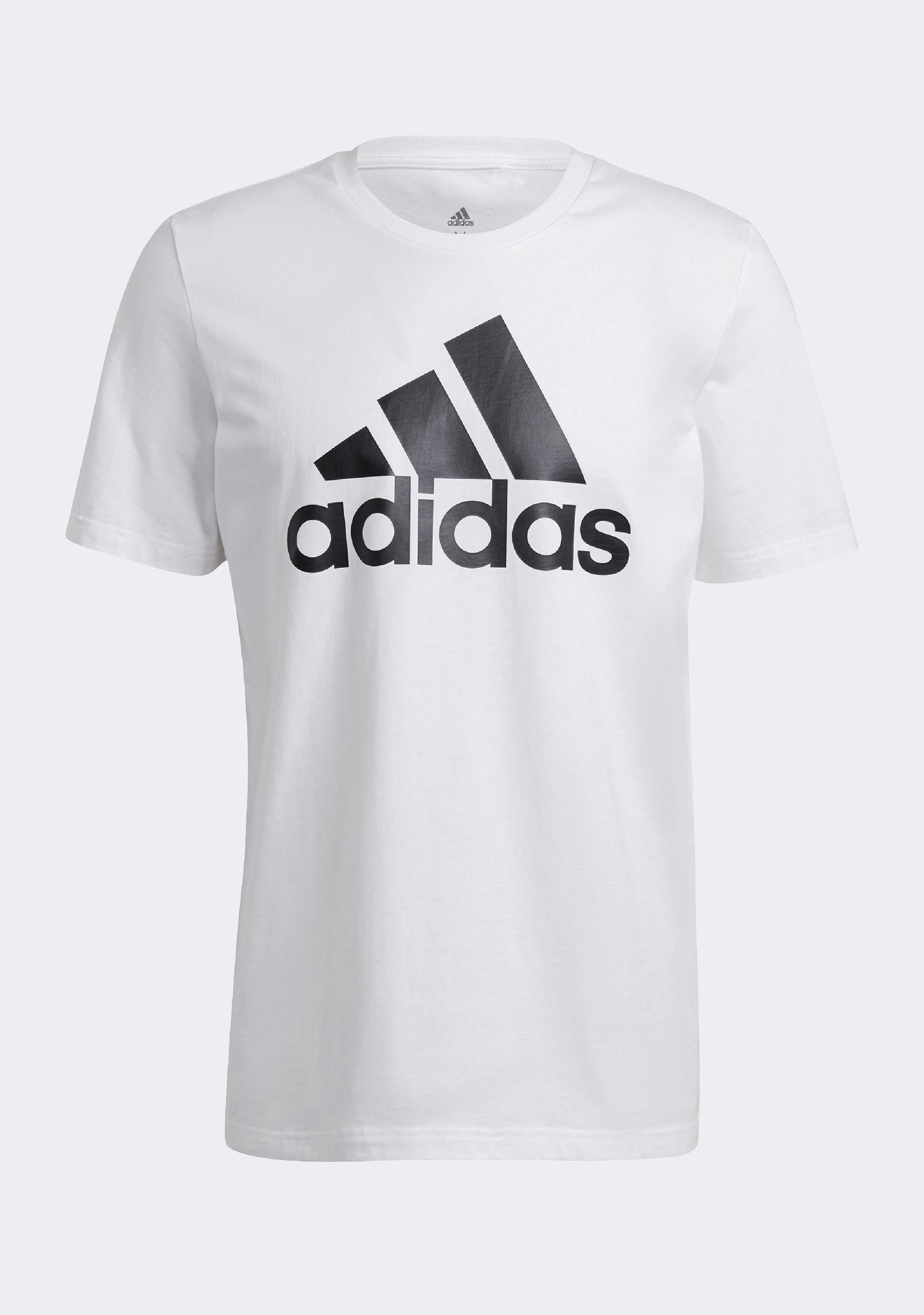 Adidas Men's Essential Big Logo T-Shirt - White | Comfortable Cotton Crewneck Tee for Casual Wear, Gym & Everyday Outfits