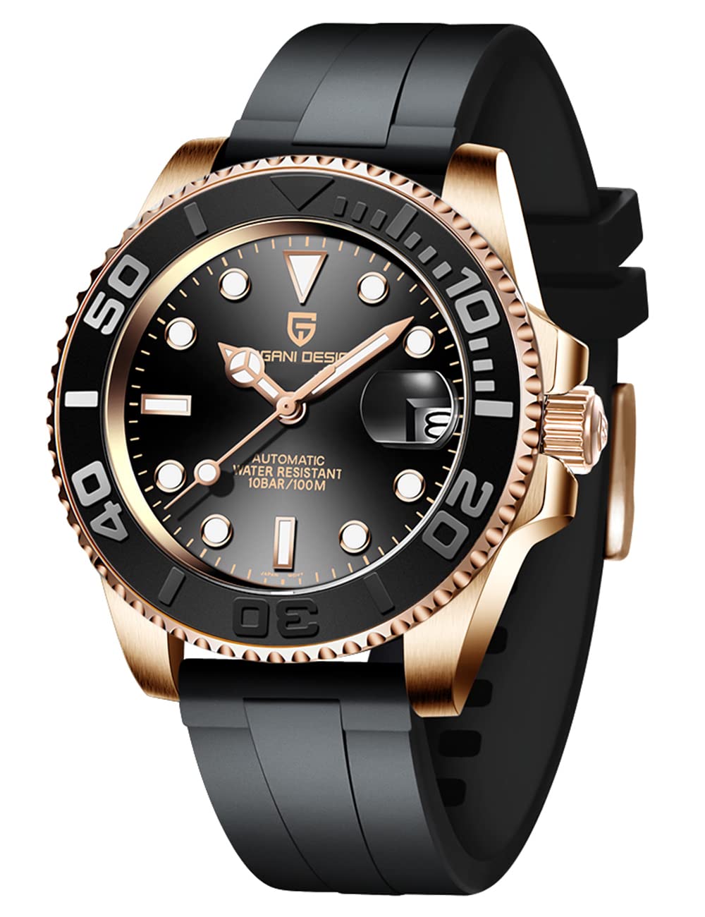 Pagani Design Automatic Men's Watch NH35 Mechanical 100M Waterproof for Yachting & Diving