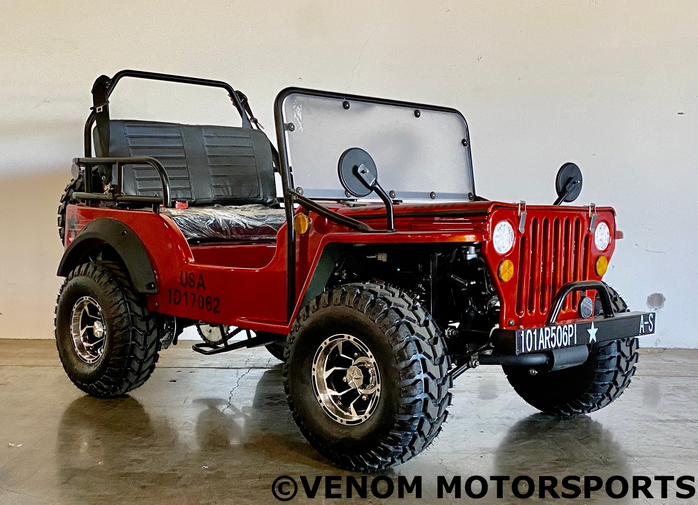 Venom Mini Jeep 125cc 2-Seater Off-Road Vehicle - Willys Edition with 3-Speed Transmission | Perfect for Kids & Adults, Backyard Adventure, Camping & Trail Riding