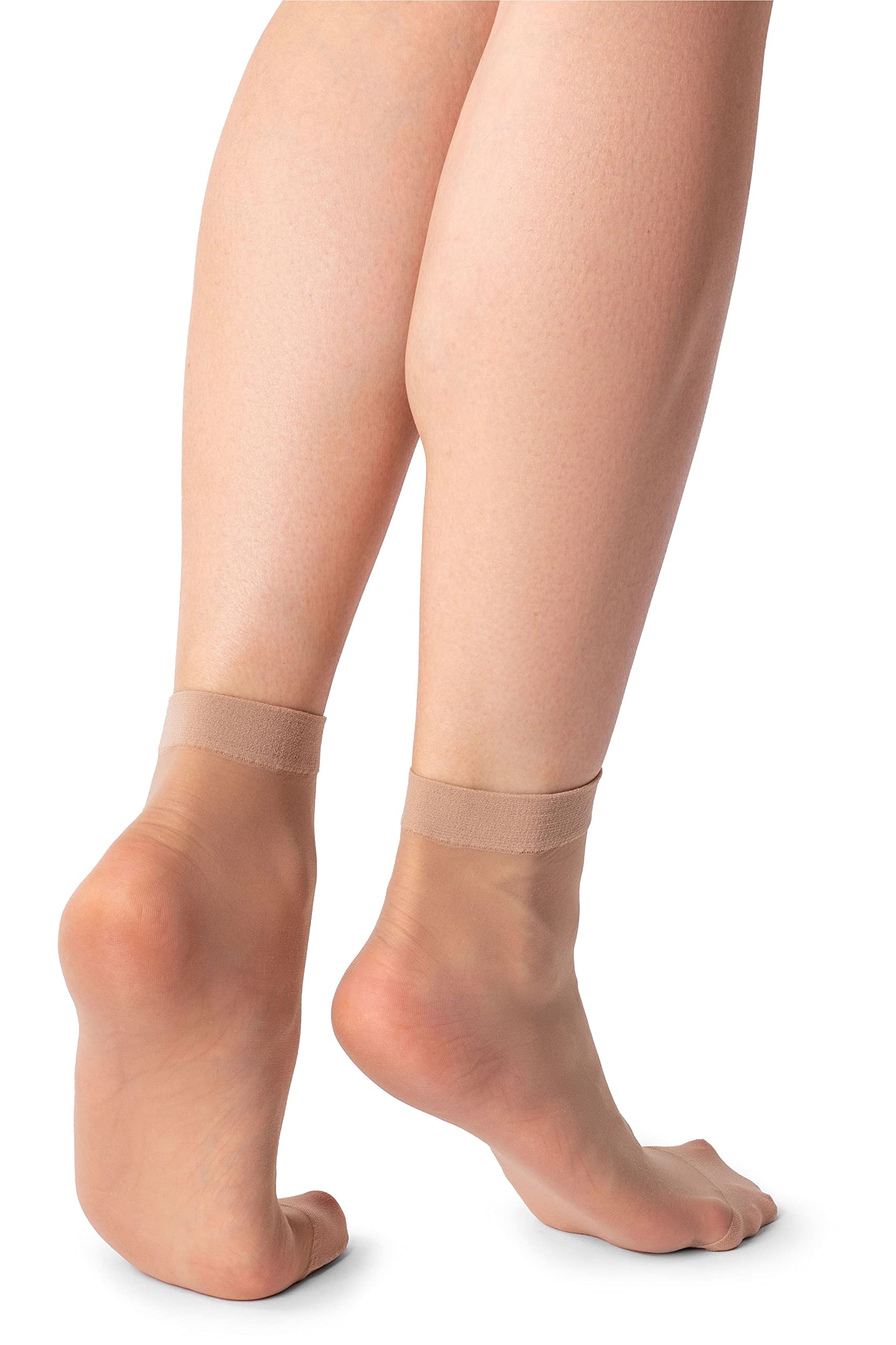 LORES Women's Invisible Low Cut Ankle Socks - Semi Sheer 15 DEN Nylon Soft Comfort No Show Socks (2 Pairs) - Perfect for Sneakers, Loafers & Everyday Wear