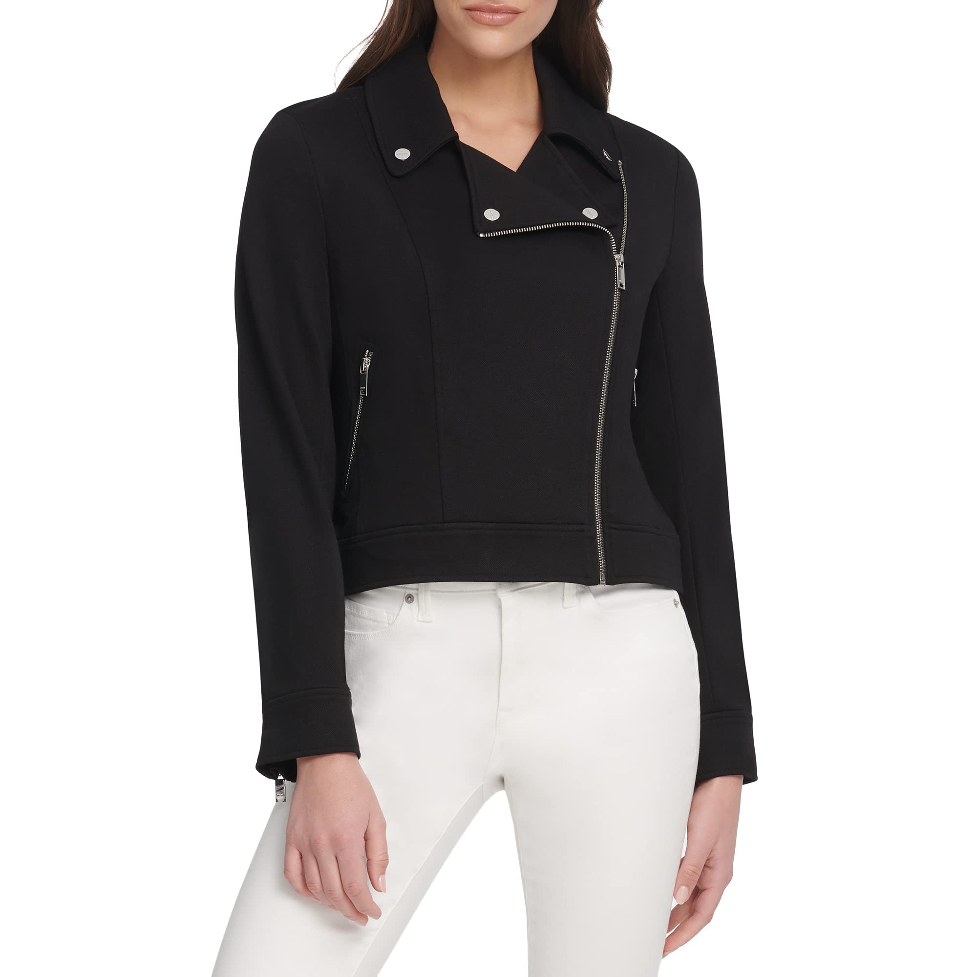 DKNY Women's Everyday Moto Jacket - Stylish Faux Leather Biker Jacket for Women | Trendy Outerwear for Casual Wear, Night Out & Fall Fashion