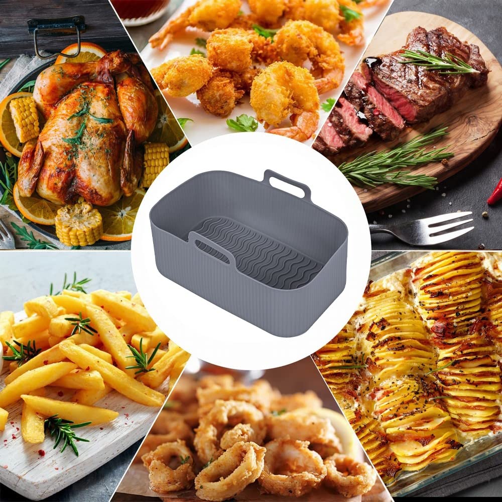 2-Pack Silicone Air Fryer Basket Liners for Ninja Dual Air Fryer - Non-Stick, Reusable Oven & Microwave Safe Accessories - Perfect for Roasting, Baking & Reheating Food