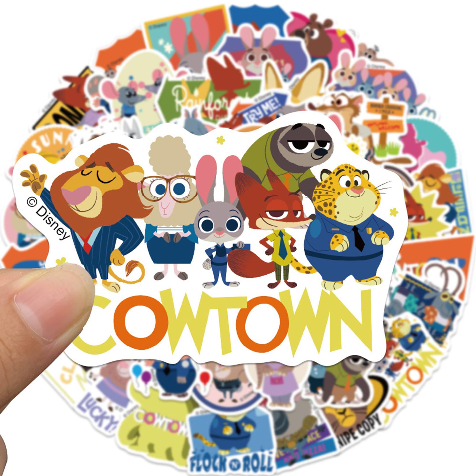50Pcs Zootopia Judy Hopps & Nick Wilde Vinyl Waterproof Stickers - Cute Cartoon Decals for Water Bottles, Laptops, Phones, Cars, Motorcycles - Perfect for Kids Room, School Supplies & DIY Crafts