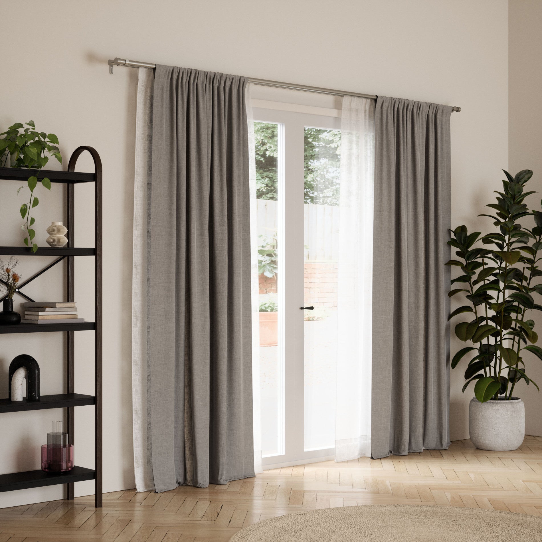 Premium Cappa Double Curtain Rod Set - Adjustable Tension Rod for Windows, Black & Nickel Finish - Perfect for Layered Drapes, Sheers, or Room Dividers