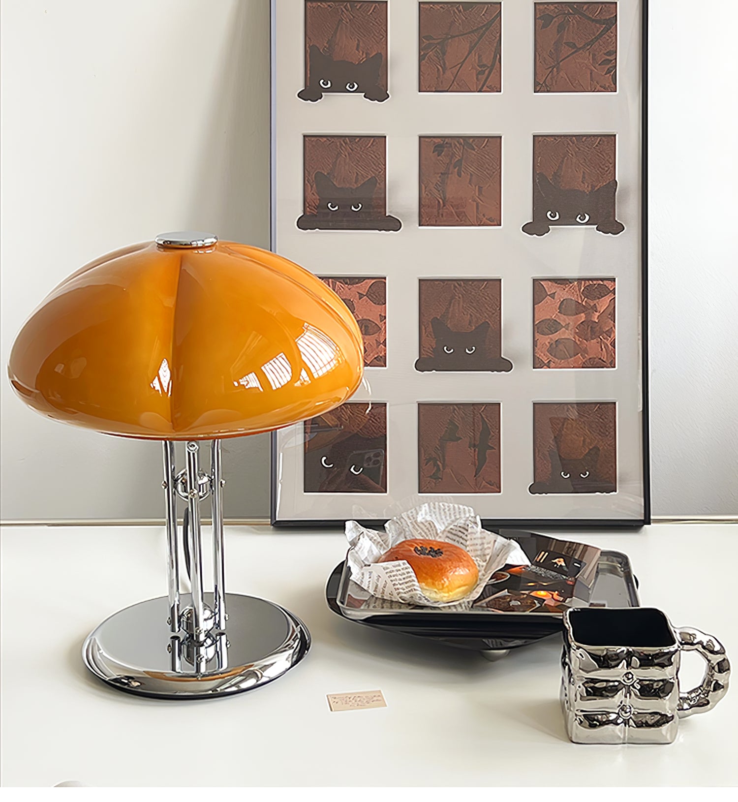 Modern Mushroom Bauhaus Table Lamp - Minimalist Design for Bedroom, Living Room & Office - Warm White LED Light for Cozy Ambience