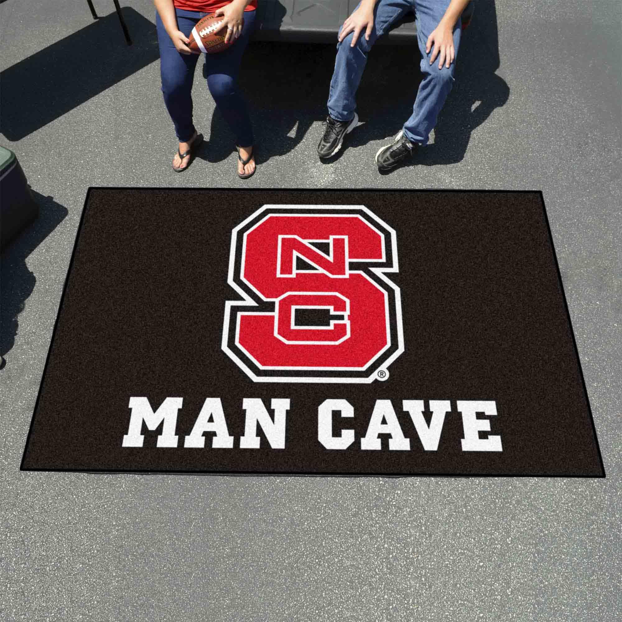 FANMATS NC State Wolfpack Man Cave UltiMat Rug - 5ft x 8ft College Sports Fan Area Rug, Home Decor & Tailgating Mat with NCS Primary Logo - Perfect for Game Rooms, Dorm Decor & Football Parties