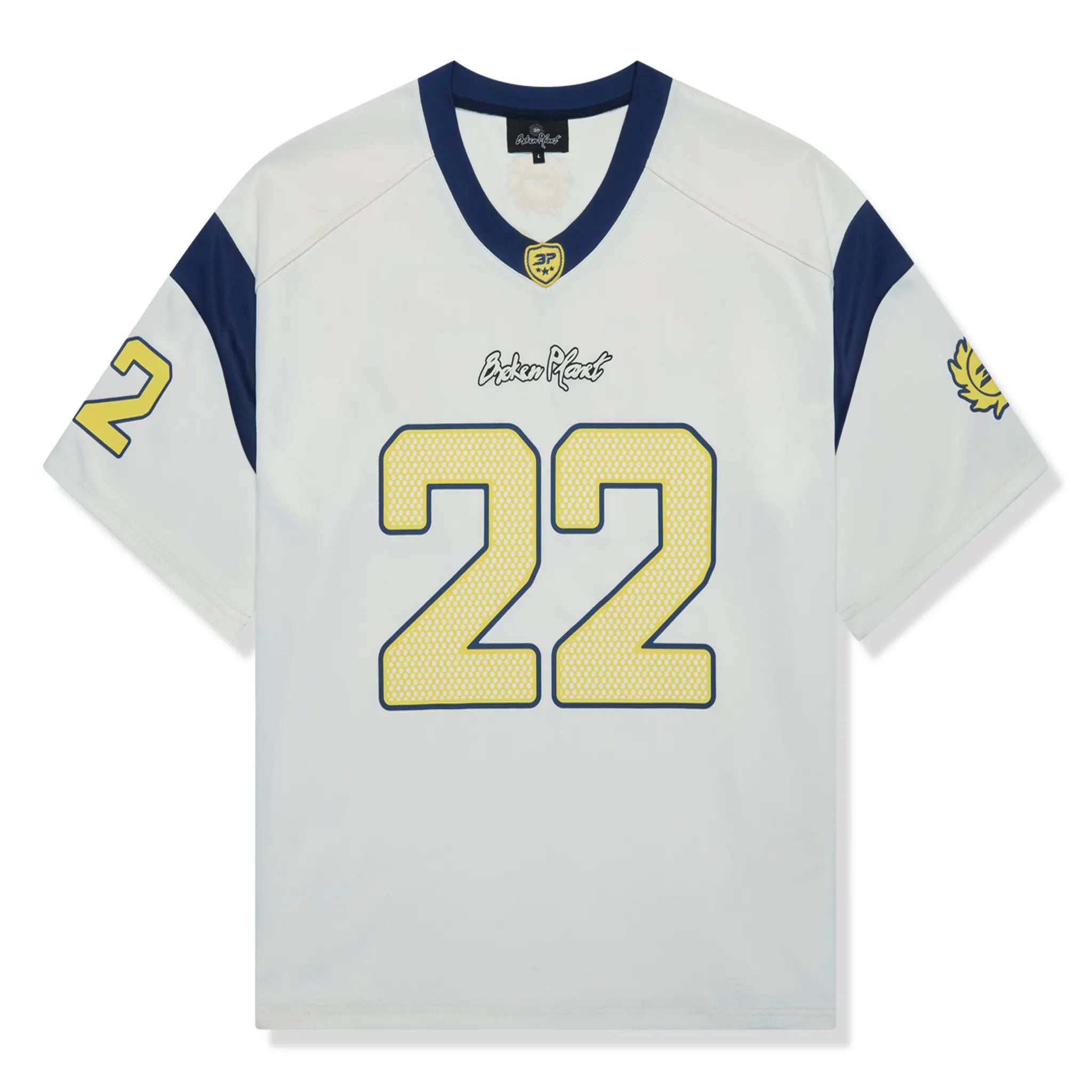 Broken Planet Football Jersey - White & Blue Soccer Shirt for Men & Women | Perfect for Games, Training & Fan Support