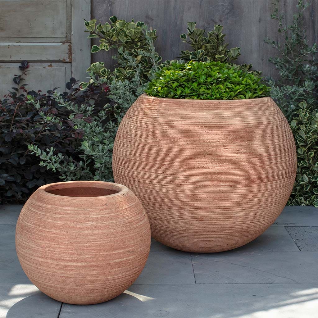 Campania International Allium Planter Set of 2 - Terra Cotta Flower Pots for Outdoor Garden Decor, Patio, and Home Planting