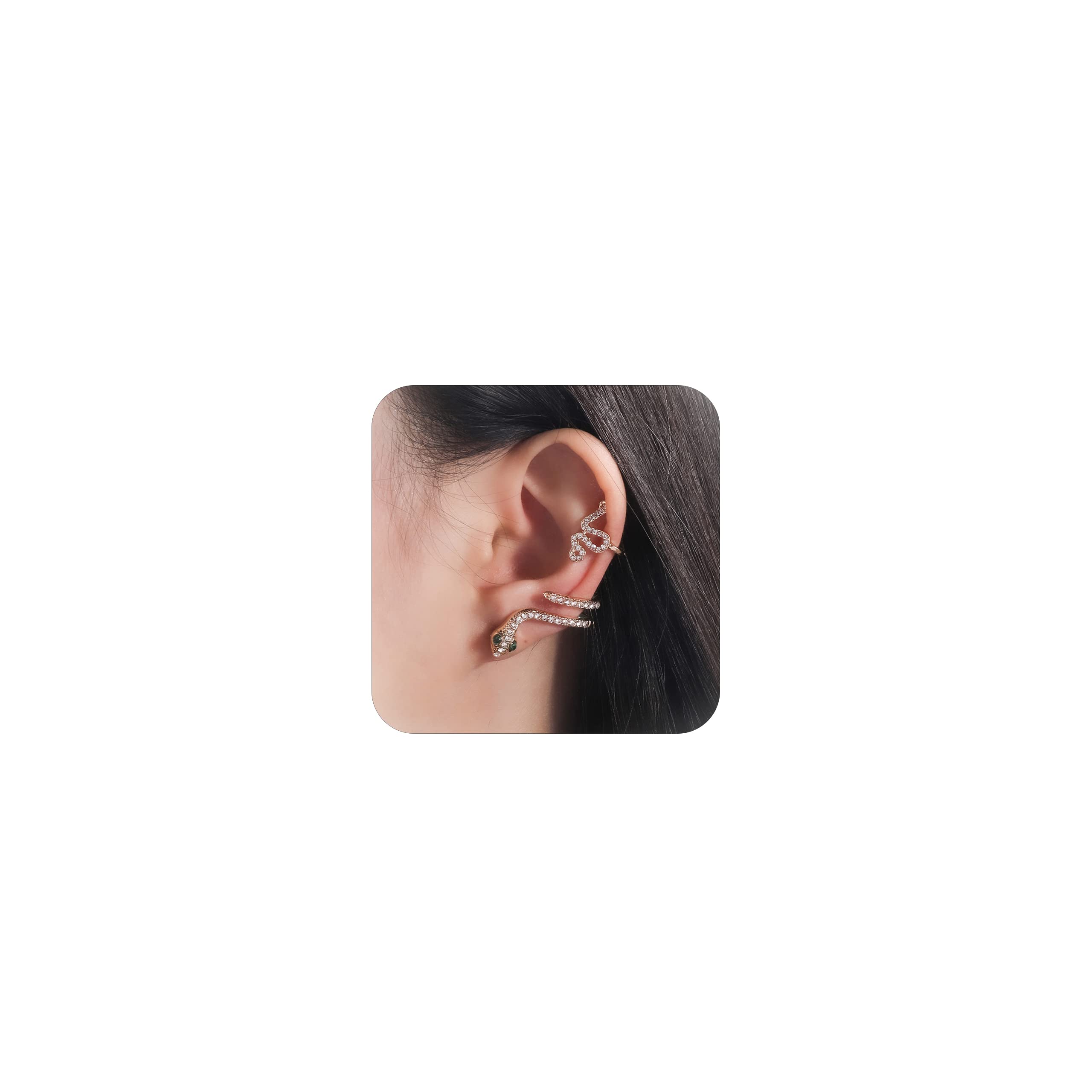 Vintage Snake Stud Earrings & Ear Cuffs for Women - Pierced & Clip-On Snake Climber Cartilage Jewelry - Perfect for Parties, Date Nights & Boho Fashion