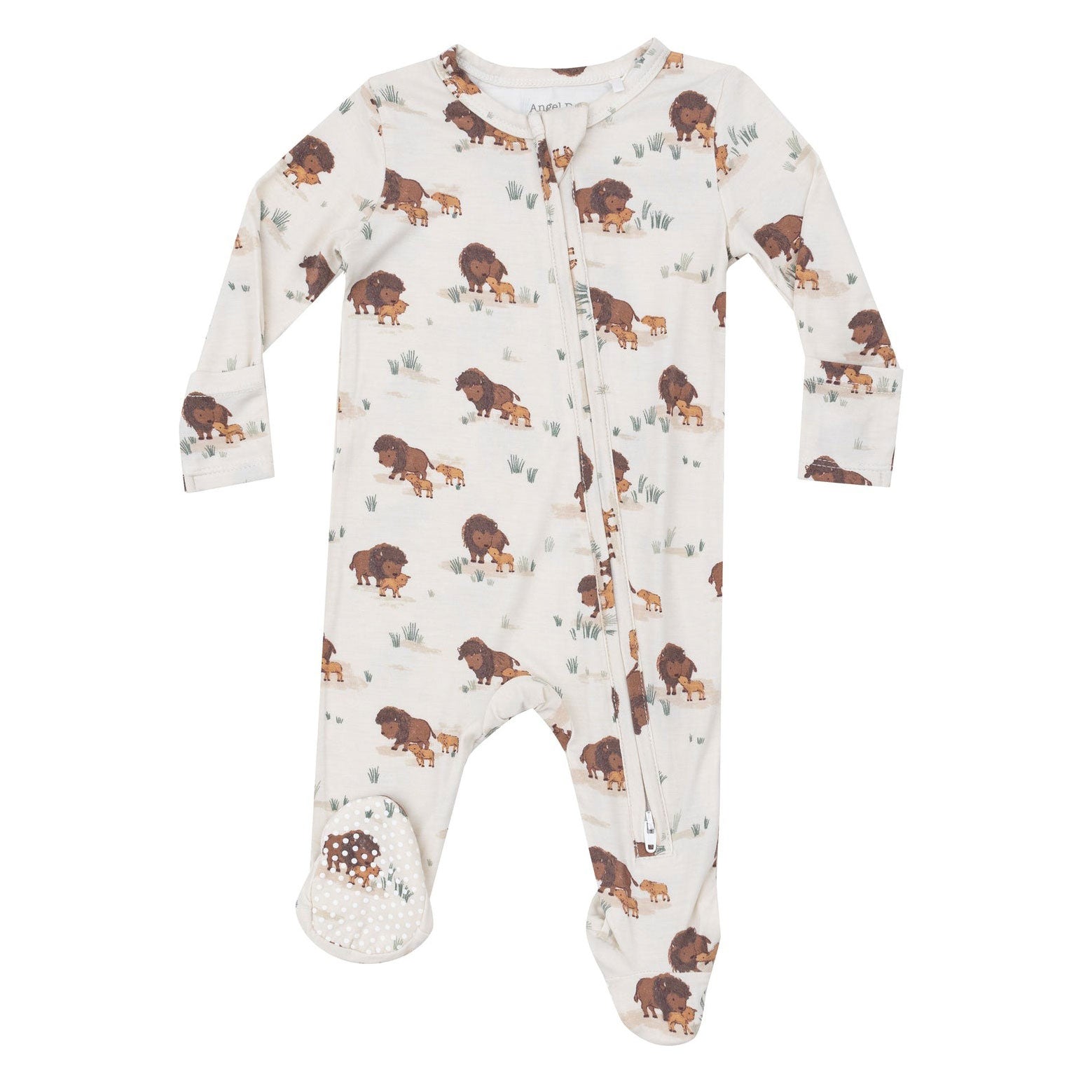Bamboo 2-Way Zipper Footie Pajamas for Babies & Toddlers - Soft Organic Cotton Sleepwear - Beige Neutral Tone - Cozy for Bedtime & Lounging