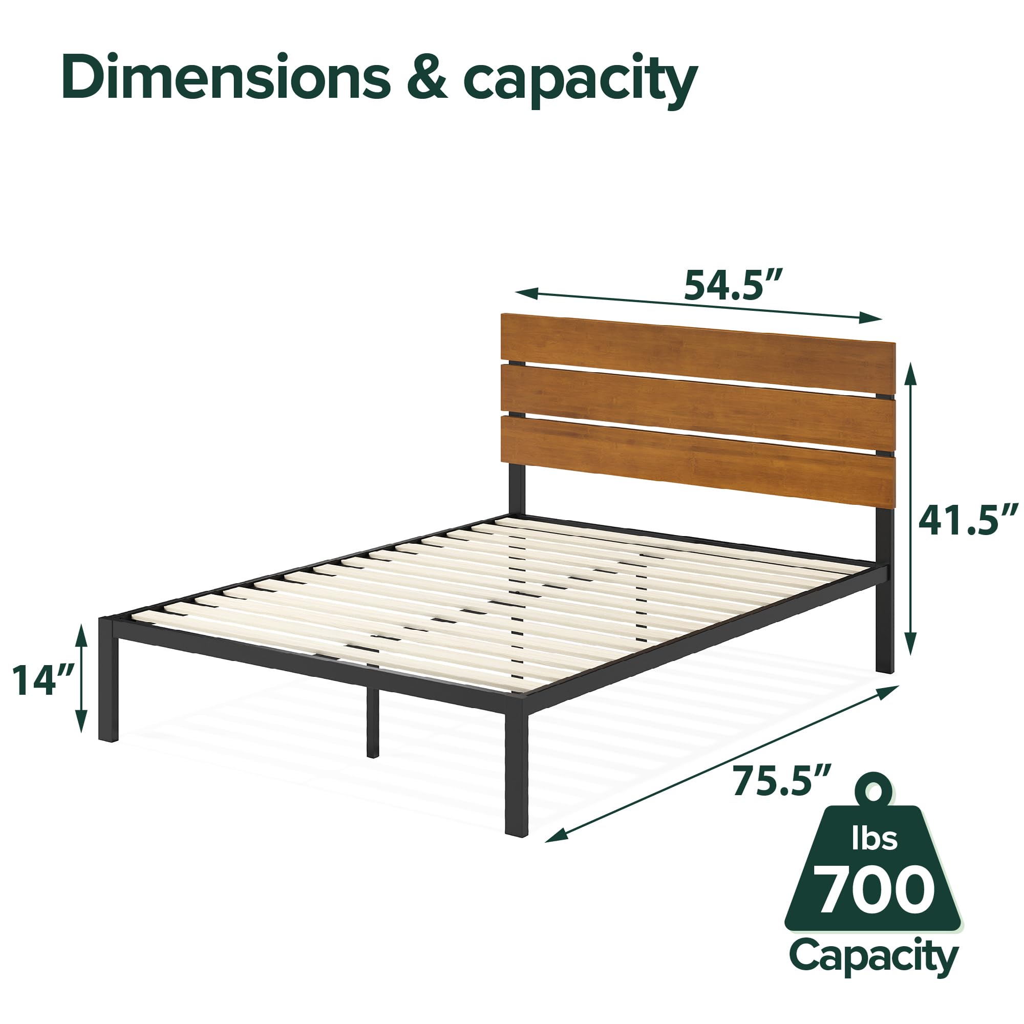 ZINUS Paul Bamboo Platform Bed Frame - Full Size, Easy Assembly for Bedroom