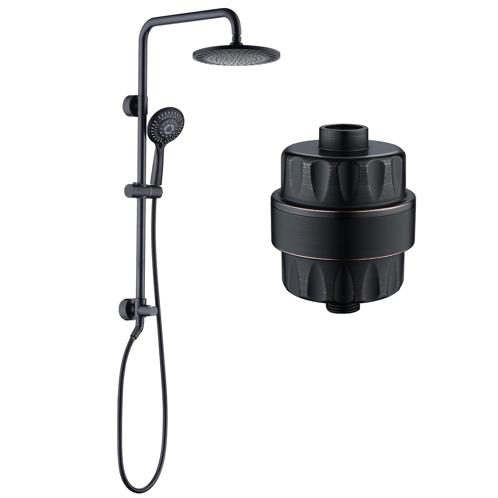 BRIGHT SHOWERS High Pressure Rain Shower Head System with Hard Water Filter - Oil Rubbed Bronze Finish for Luxurious Spa-Like Bathroom Experience | Perfect for Master Bath, Guest Room & Hotel Style Showers