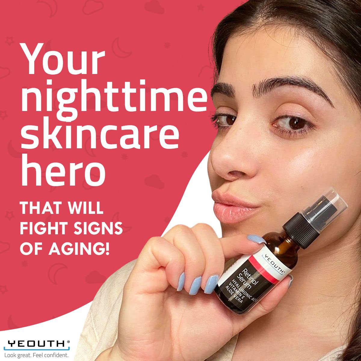 YEOUTH Retinol Serum with Hyaluronic Acid - Anti-Aging Face Serum for Wrinkles, Dark Spots & Acne - Hydrating Skin Care for Men & Women - Perfect for Night Routine & Daily Moisturizing