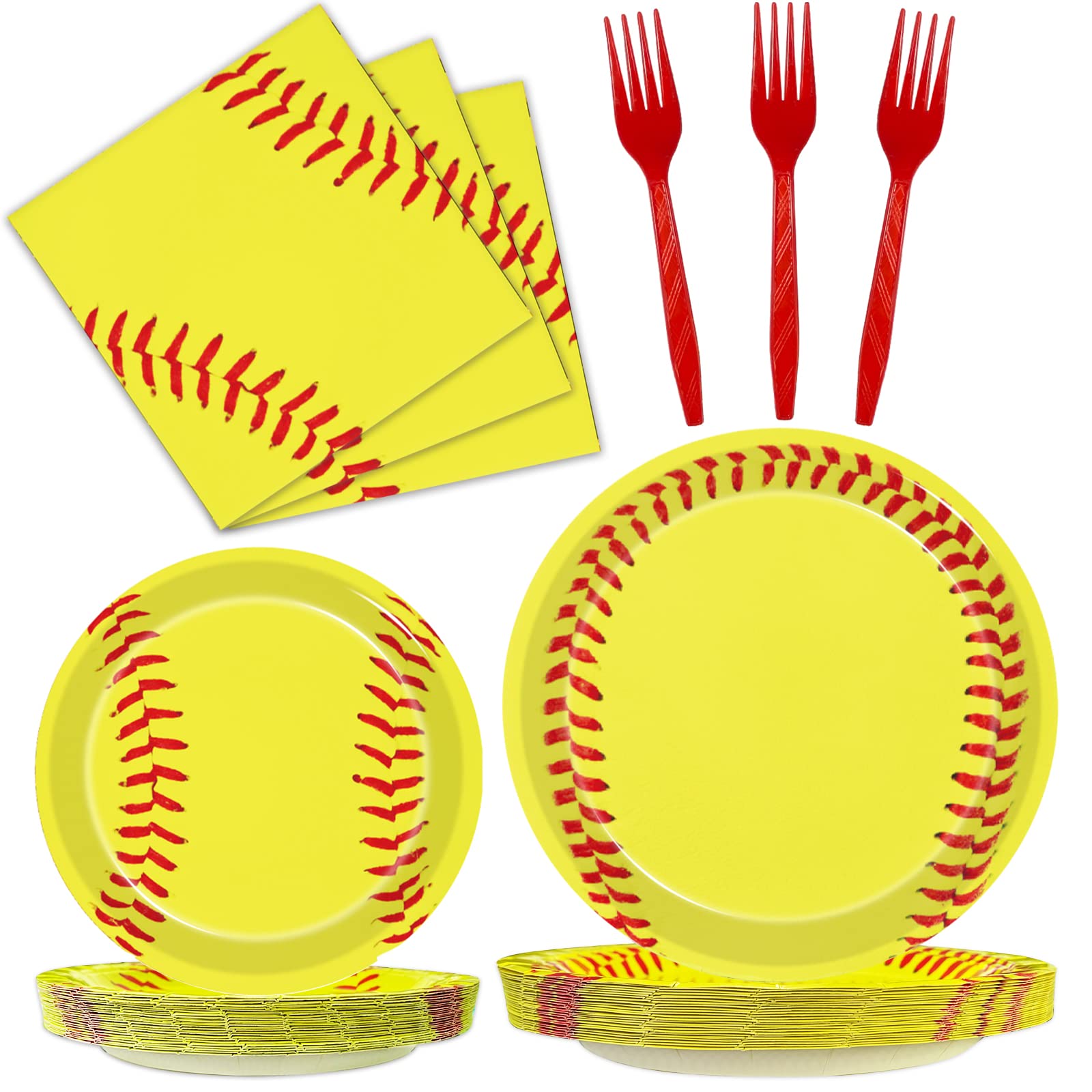 96-Piece Softball Birthday Party Decorations Set - Paper Plates, Napkins & Tableware for Kids (Serves 24) | Perfect for Sports-Themed Parties, Team Celebrations & Youth Events