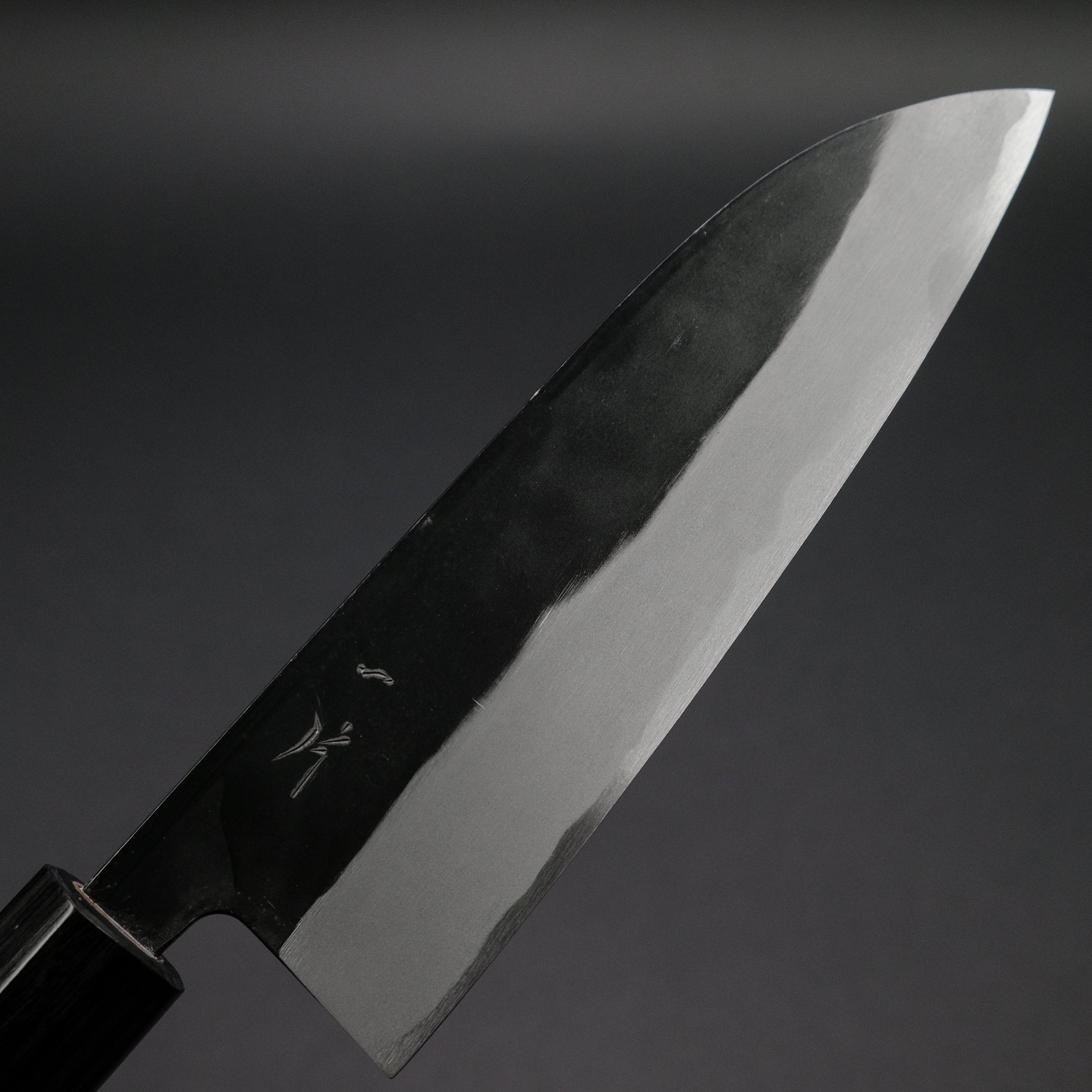 Hitohira MS Kurouchi Blue #2 Santoku Knife 165mm with Rosewood Handle - Premium Japanese Kitchen Knife for Slicing, Dicing & Chopping Vegetables, Meat & Fish