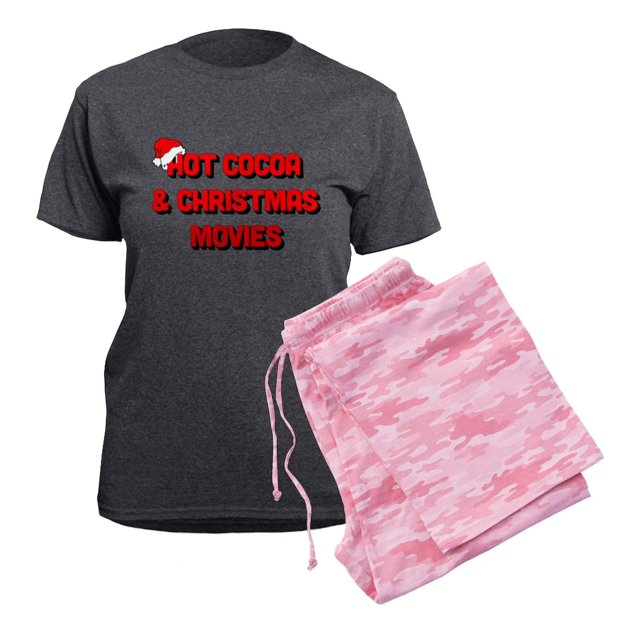 Cozy Women's Charcoal Hot Cocoa & Christmas Movies Pajama Set - Perfect for Holiday Movie Nights & Relaxing at Home