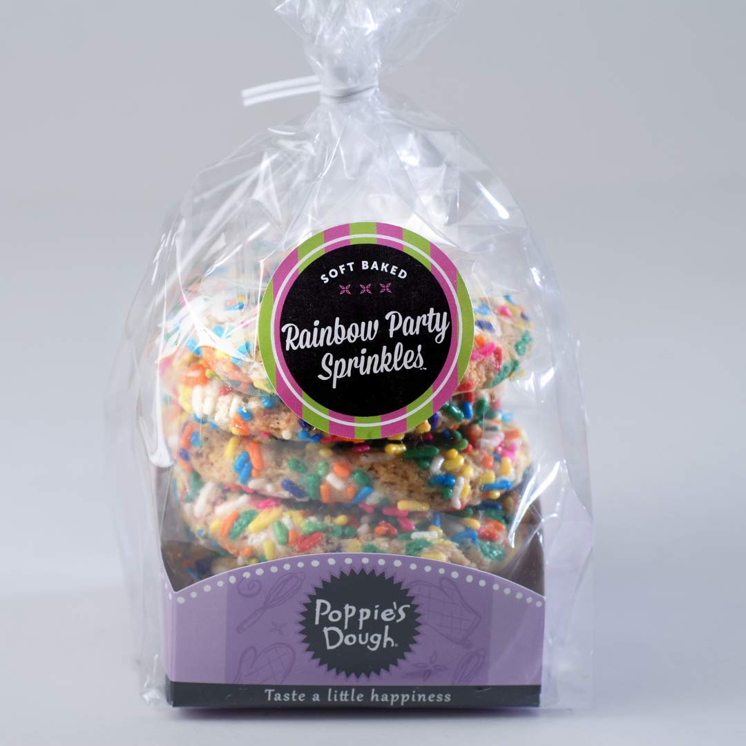 Rainbow Sprinkles Soft Baked Poppies Dough Cookies - 5 Pack (35 Cookies) for Birthday Parties, Baby Showers & Holiday Celebrations