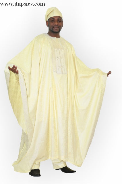 Premium African Brocade Agbada (Grand Boubou) Set for Men DP2592 - Traditional Nigerian Wedding Attire & Special Occasion Outfit