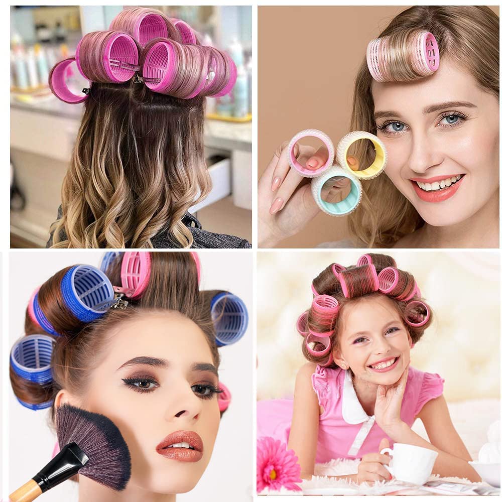 Jumbo Hair Rollers 6-Pack - Large Self-Grip Salon Hair Curlers for Women & Girls - Perfect for Voluminous Curls, Beach Waves & Salon-Styled Hair at Home