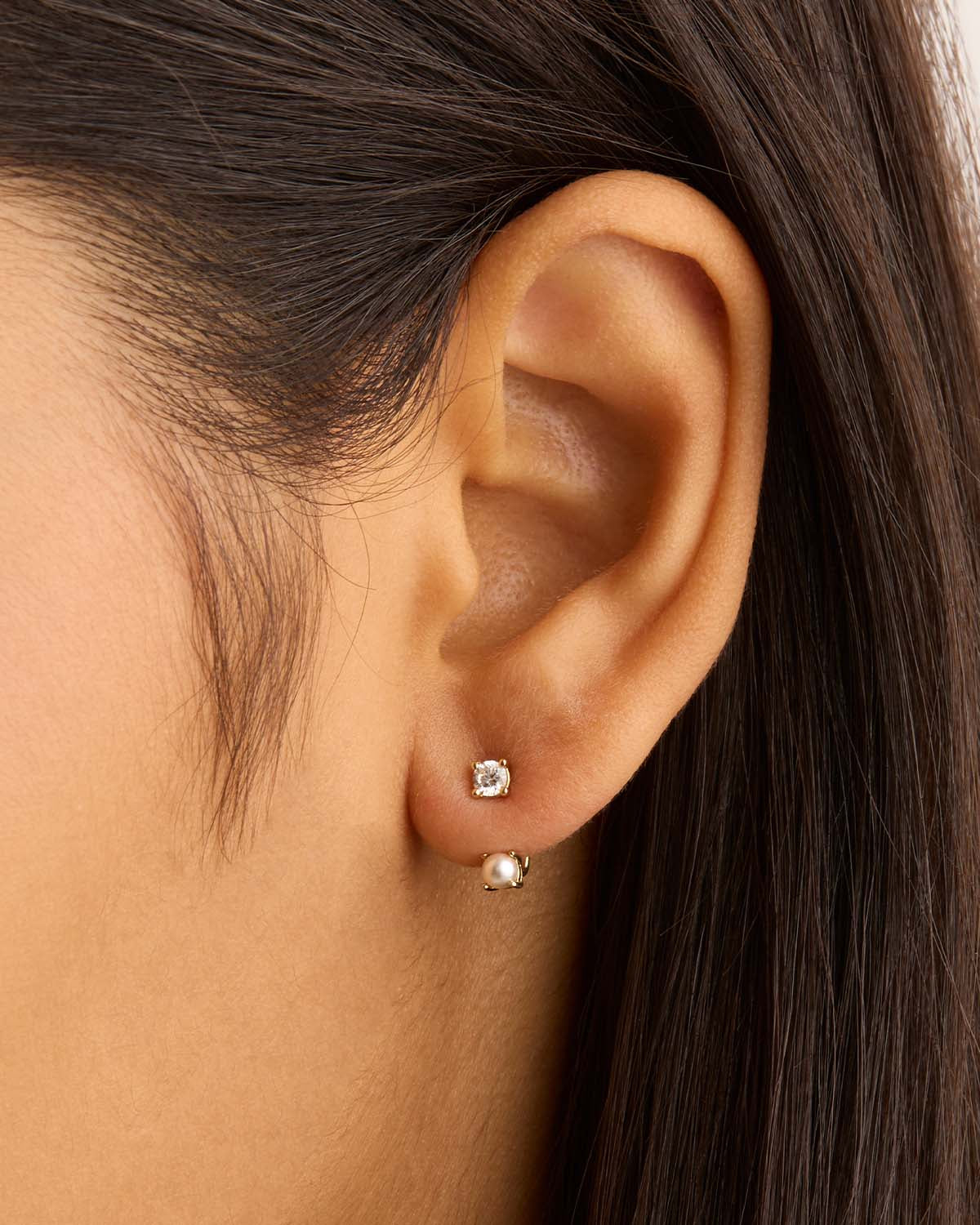14K Solid Gold Lab Grown Diamond Ear Jacket Earrings - Hypoallergenic Luxury Stud Earrings for Women, Perfect for Weddings, Parties & Everyday Wear