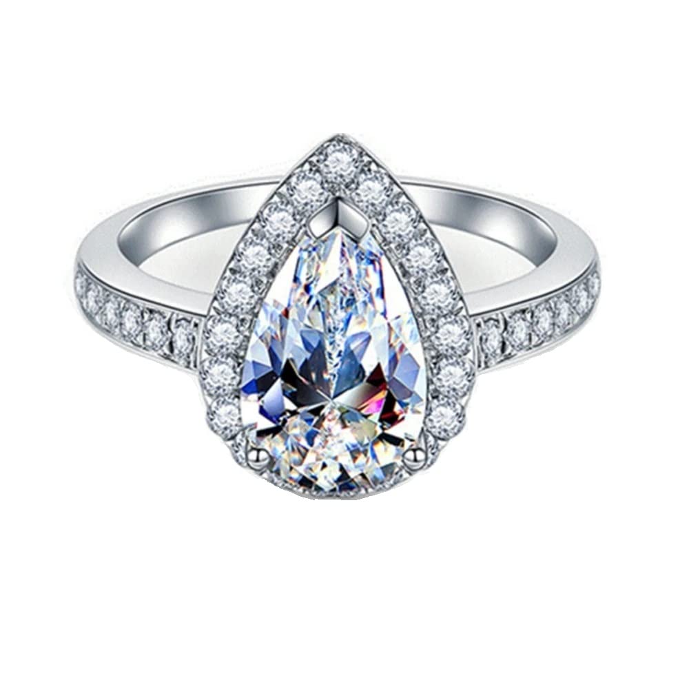 Moissanite Pear Diamond Engagement Ring for Women - Sterling Silver White Gold Plated, GRA Certified (Perfect for Proposals, Anniversaries & Special Occasions)