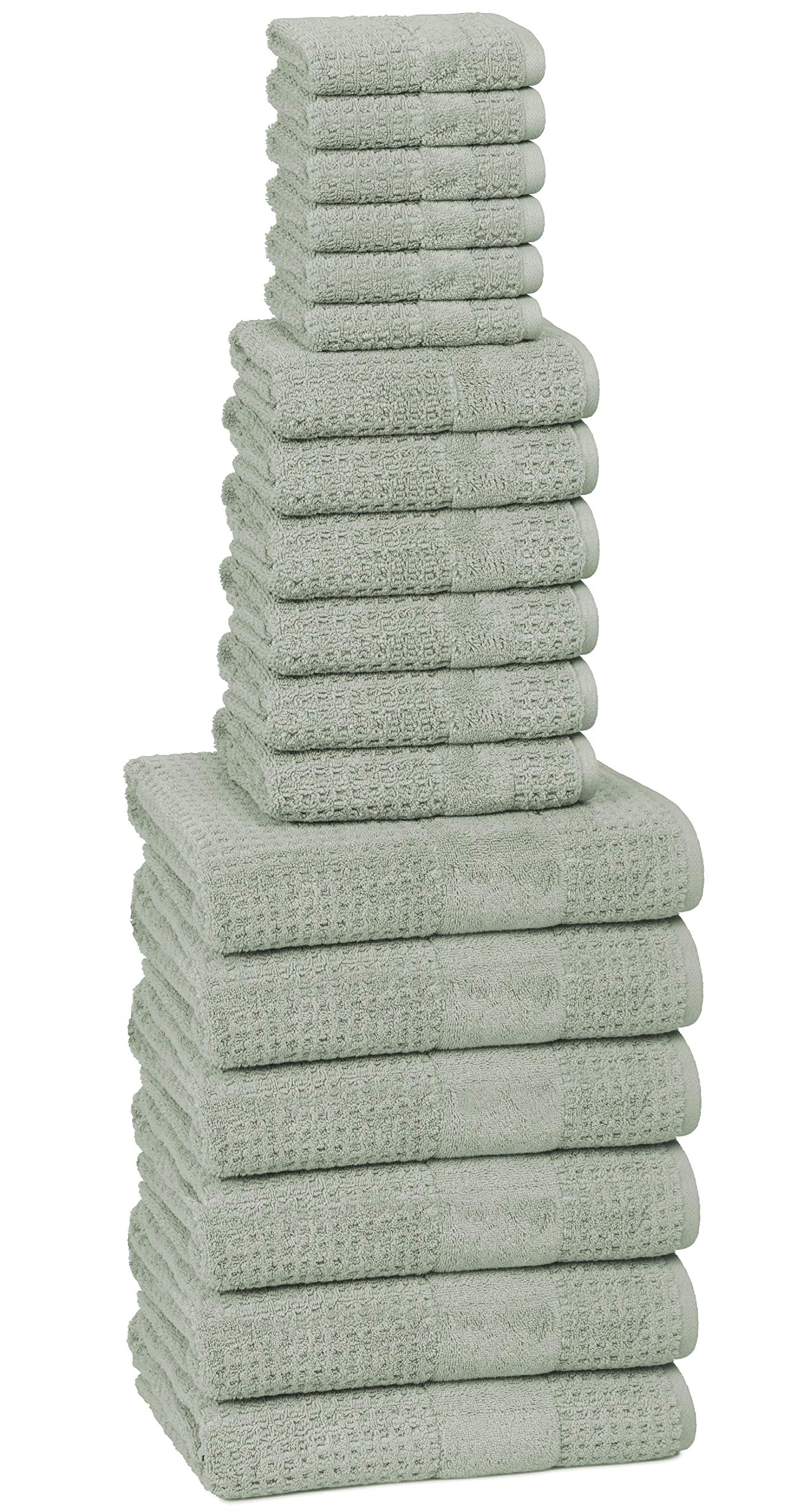 Premium Kassatex Turkish Hammam Towel Set - 18-Piece Luxury Bath & Spa Collection in Misty Sage | Soft & Absorbent for Bath, Beach, Yoga & Home Decor