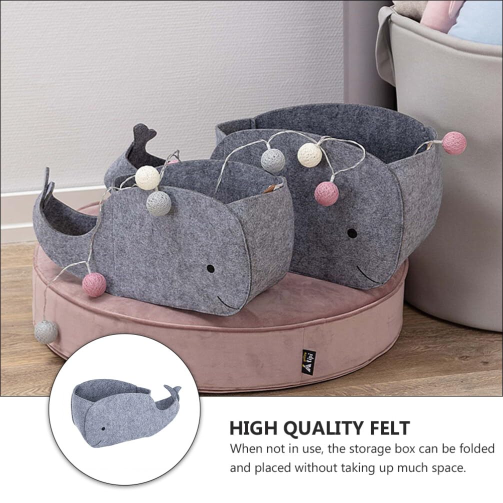 Whale Shape Felt Storage Basket - Nursery & Laundry Organizer for Home