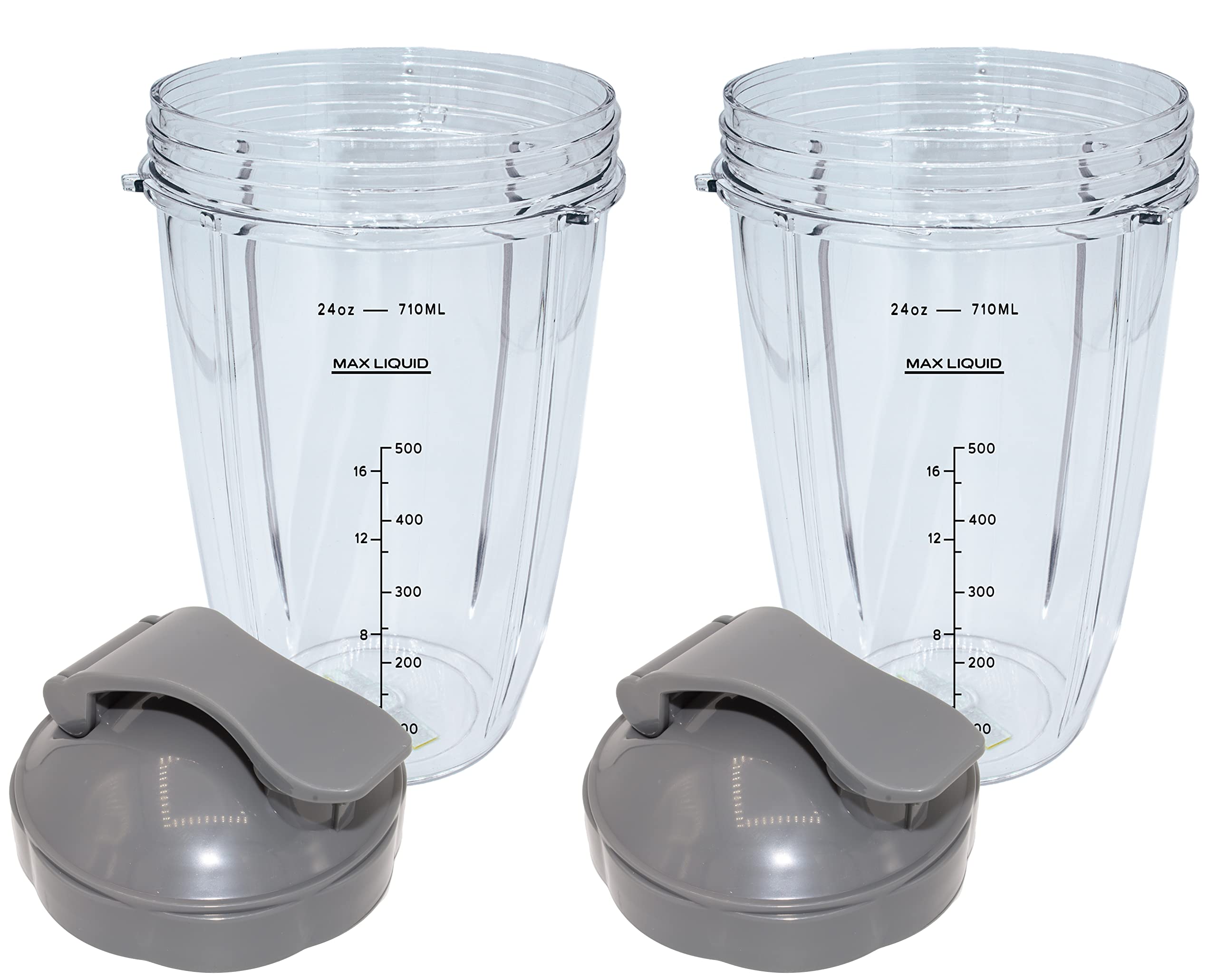 Blendin Replacement Parts for Nutribullet 600 & 900W Blenders - 2 Tall & 2 Flip Top Lids - Perfect for Smoothies, Juicing & Meal Prep at Home