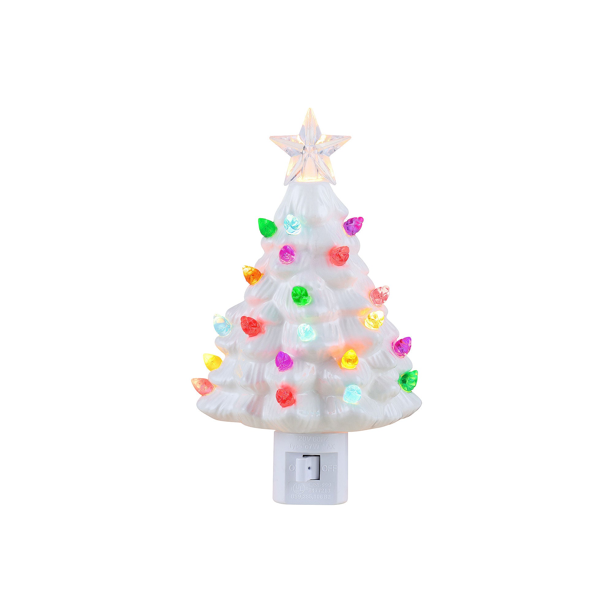 Vintage Christmas Tree Night Light - White Nostalgic Holiday Decor for Bedroom, Living Room & Nursery - Perfect for Festive Ambiance & Cozy Nights
