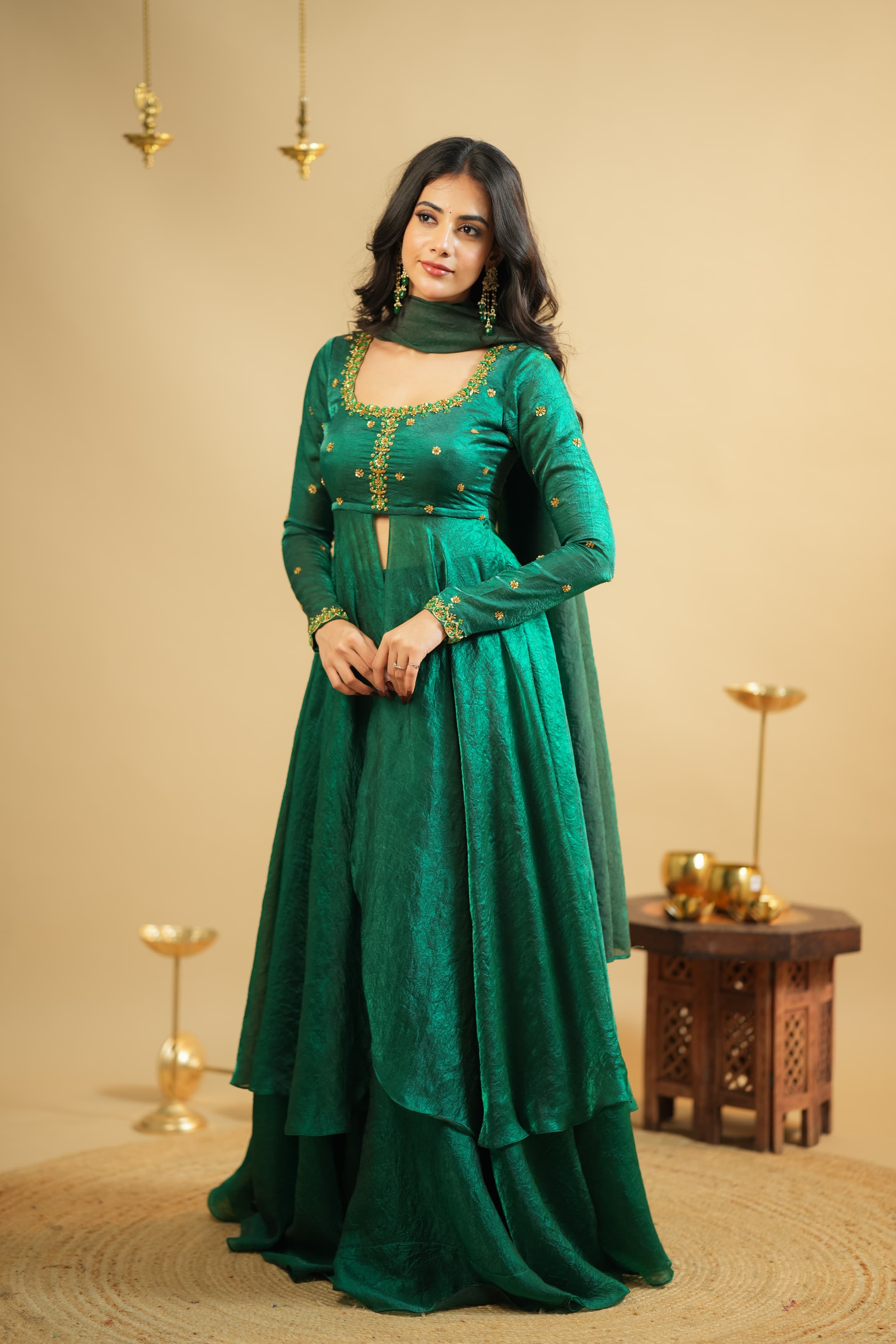 Akila Premium Designer Slit Anarkali Dress with Skirt - Elegant Indian Party Wear for Weddings & Festivals