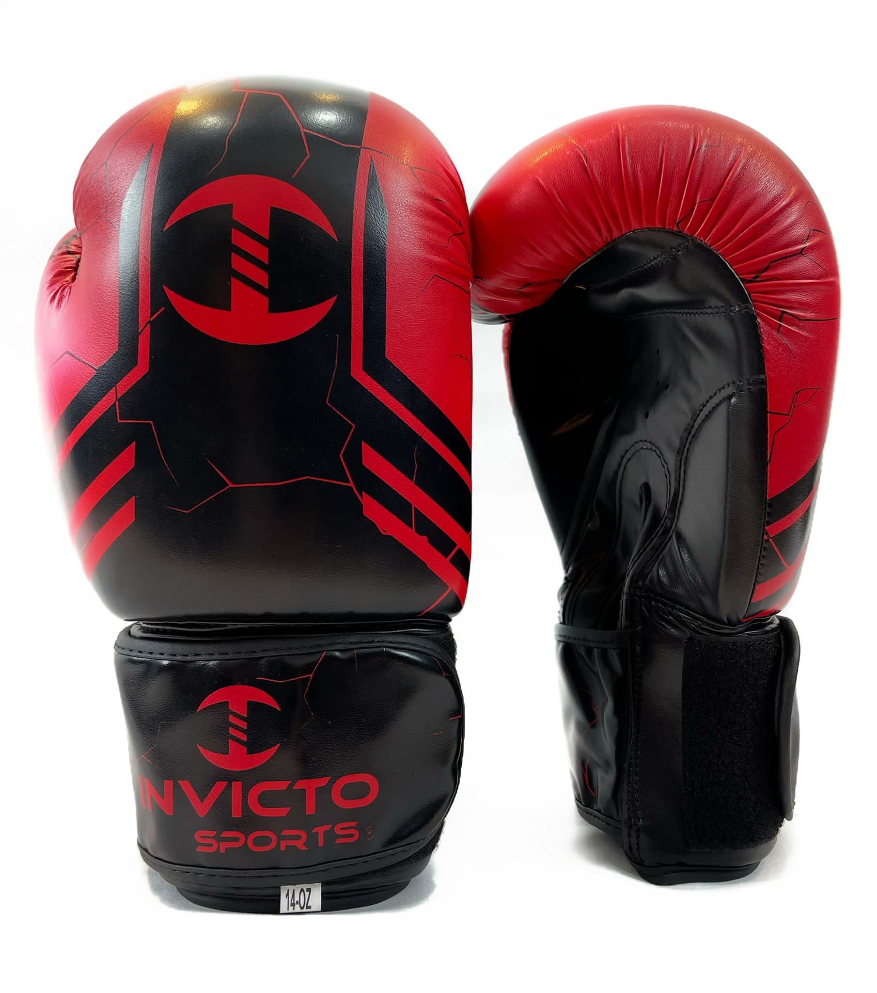 Invicto Professional Training Boxing Gloves for Men & Women - Red & Black - Premium PU Leather for MMA, Kickboxing, and Fitness Workouts