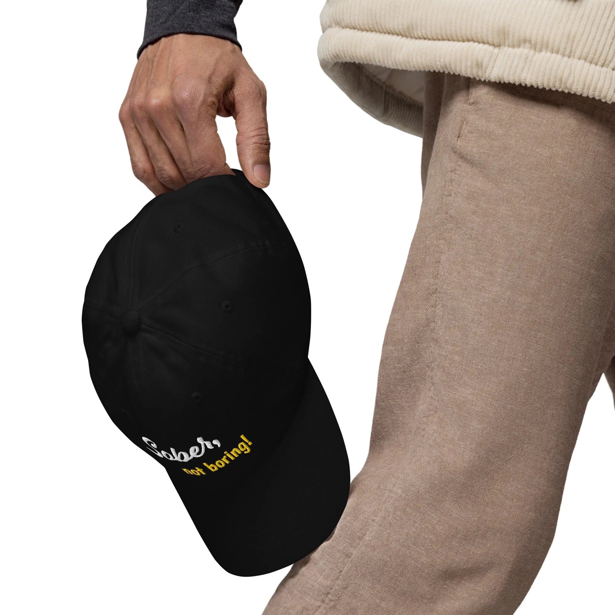 Sober Not Boring Embroidered Dad Hat - Stylish Unisex Baseball Cap for Men & Women - Perfect for Outdoor Activities, Sports, and Casual Wear
