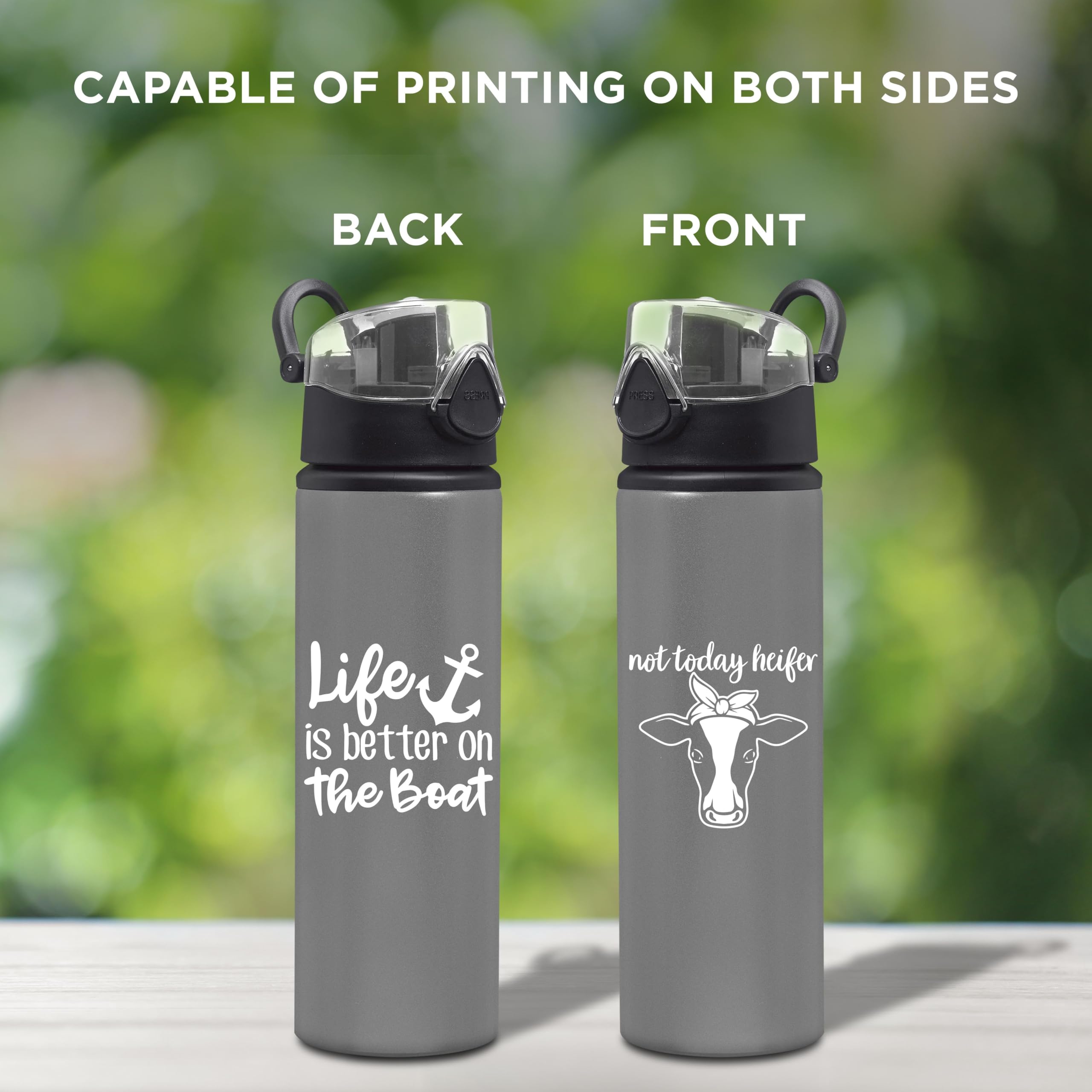 Custom 25 oz Aluminum Water Bottles with Carabiner - Set of 12 Personalized Bulk Pack (Refillable, BPA-Free) - Ideal for Gym, Hiking, Cycling, School & Office - Silver Sport Bottles for Active Lifestyle