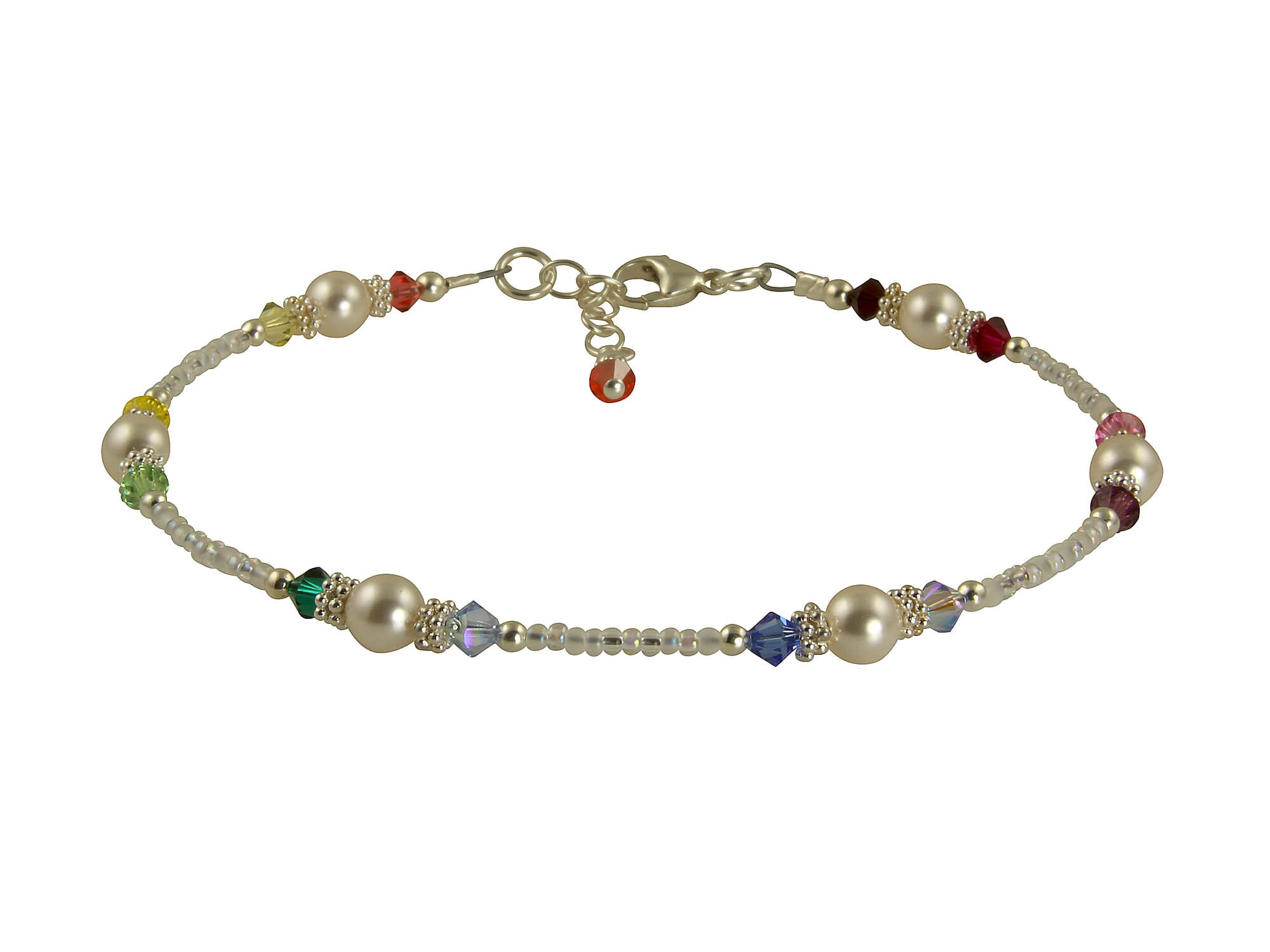White Rainbow Crystal Beaded Anklet - Elegant Bohemian Ankle Bracelet for Women | Perfect for Summer, Beach, Weddings & Boho Fashion