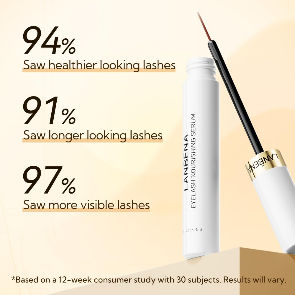 LANBENA Eyelash & Eyebrow Growth Serum - Advanced Hypoallergenic Lash Treatment for Longer, Thicker Lashes & Brows (0.14 Fl Oz) - Perfect for Daily Use & Special Occasions