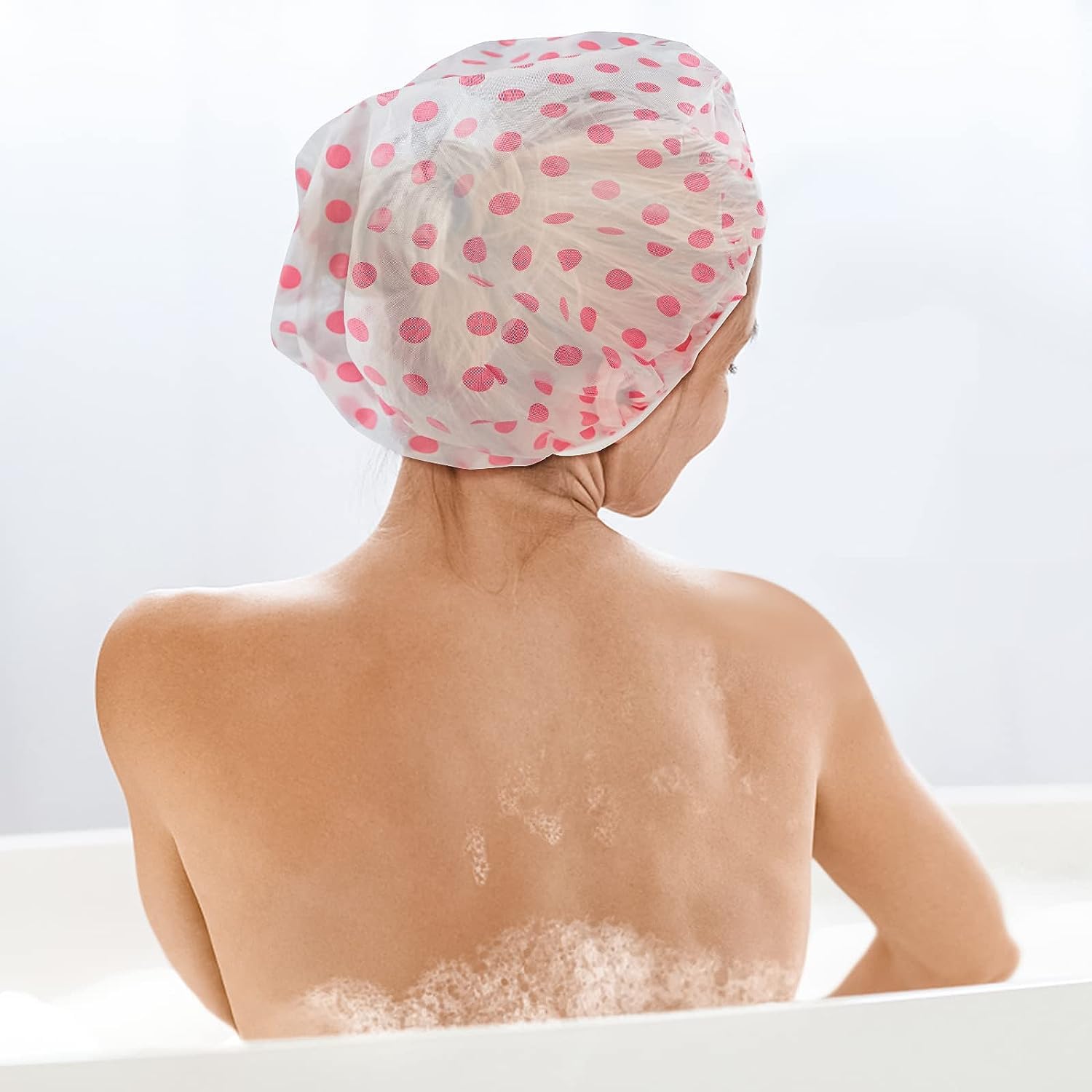 Waterproof Reusable Shower Cap for Women - Elastic Band Plastic Bath Hair Hat, Travel & Spa Shower Cap, Salon Gift (Pack of 1) - Perfect for Travel, Home Use & Salon Treatments