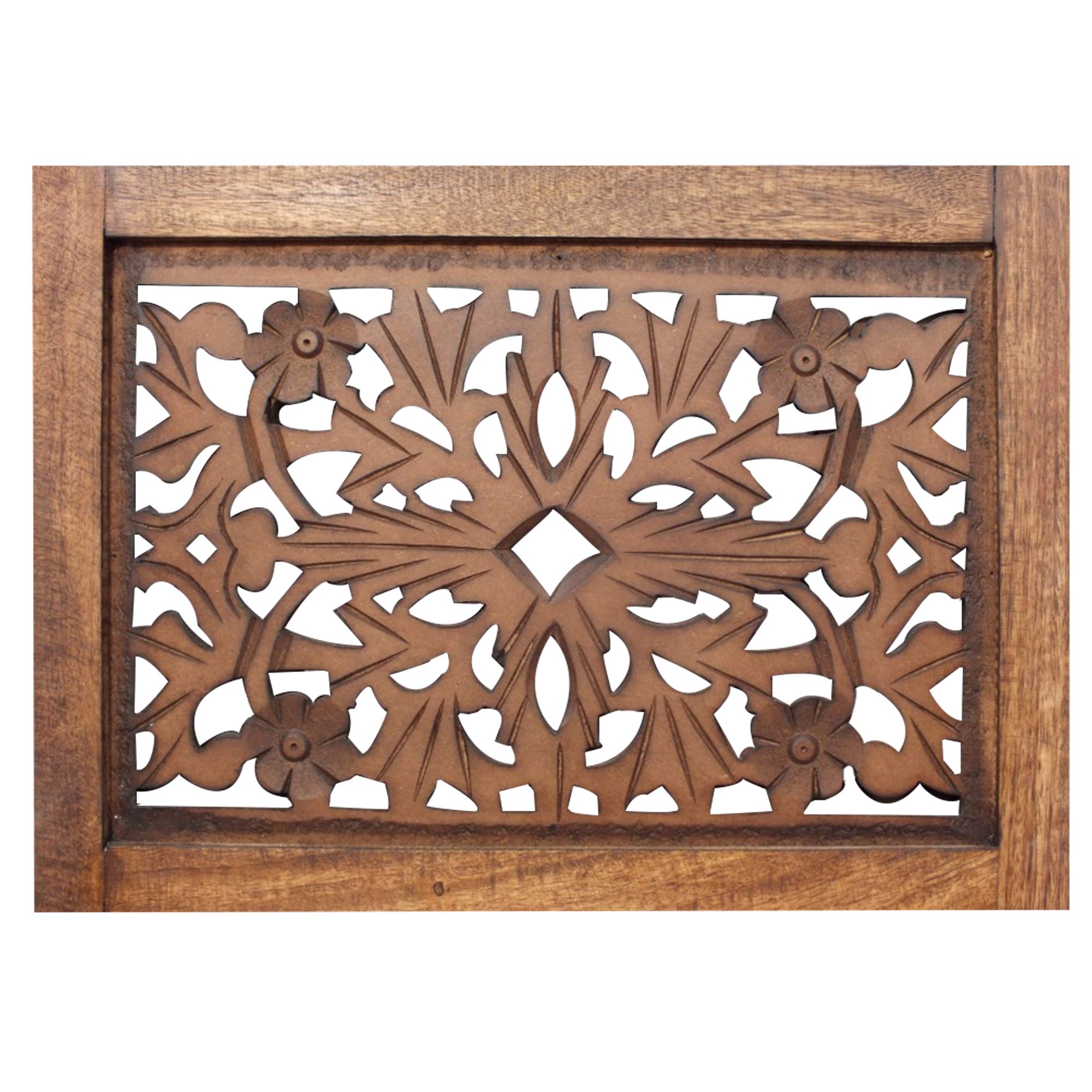 Handmade Foldable 4-Panel Wooden Room Divider Screen - Brown Wood Partition for Home Office, Living Room & Bedroom Privacy | TUP The Urban Port 148948