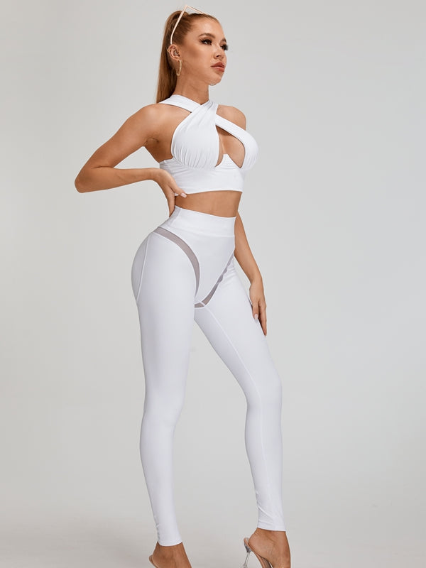 ZASUWA Women's Sexy Mesh High-Waist Leggings for Hip Lift & Tummy Control - Perfect for Yoga, Gym & Night Out