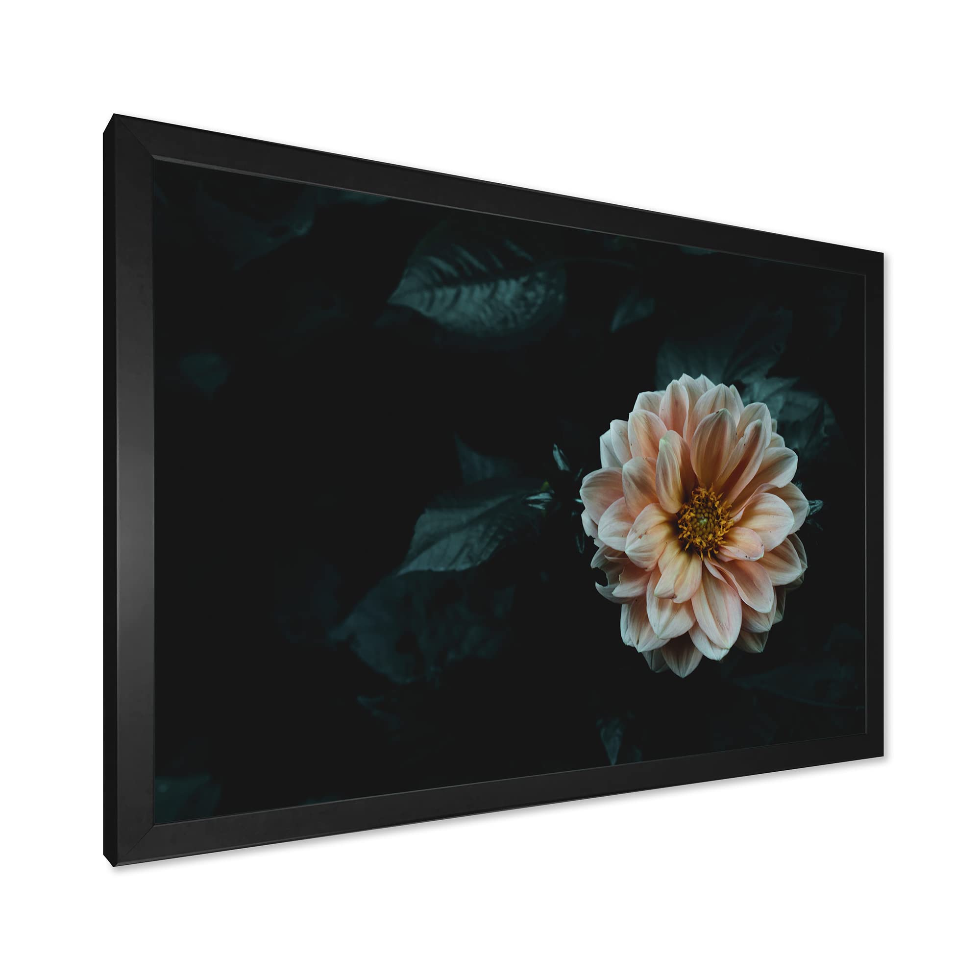Blooming Yellow Flower Evening Garden Traditional Framed Wall Art - Perfect for Living Room, Bedroom & Office Decor
