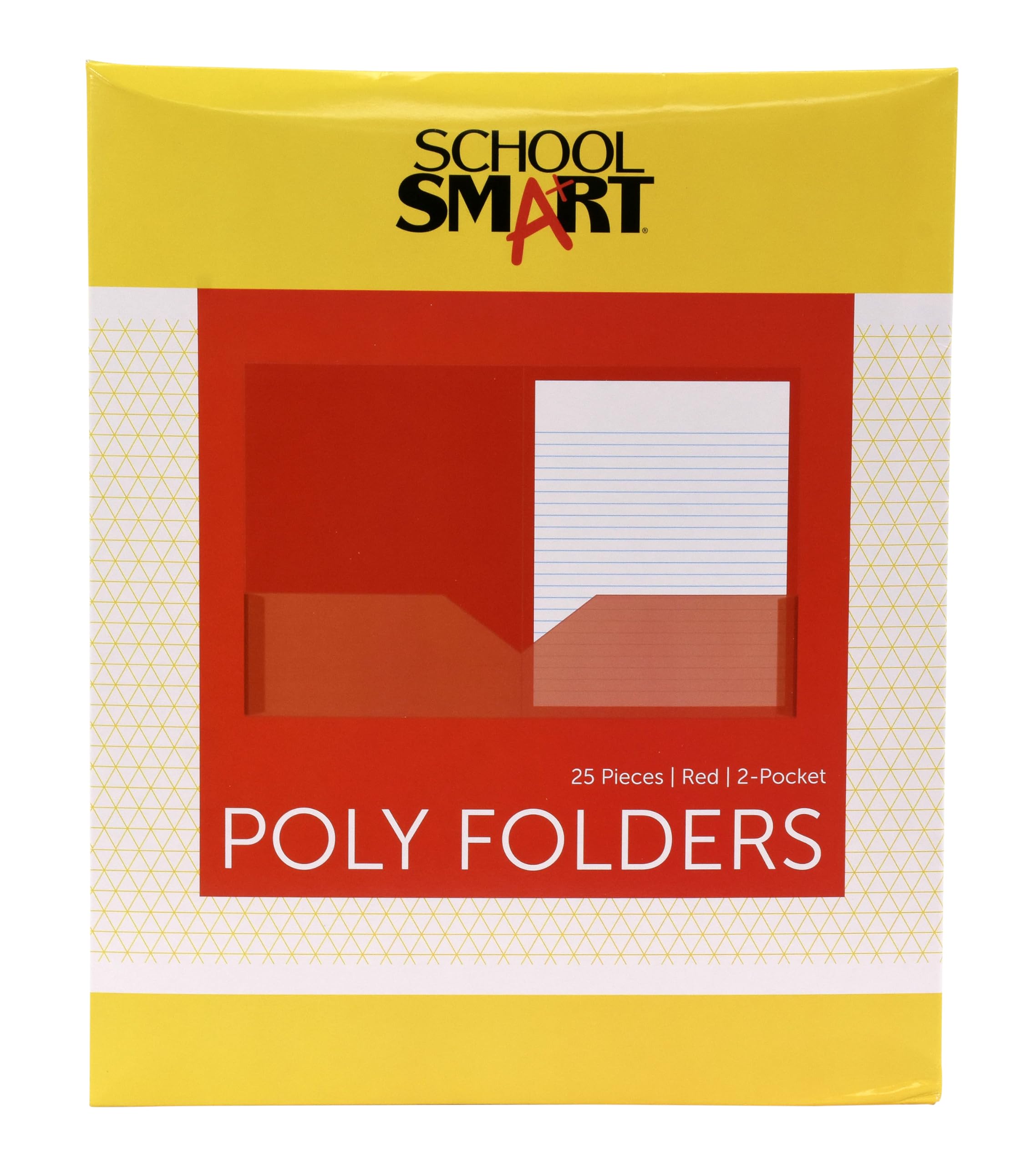 School Smart 2-Pocket Poly Folders - Red, Pack of 25 | Durable Plastic Folders for Classroom Organization, Homework & Document Storage | Perfect for Students, Teachers & Office Use